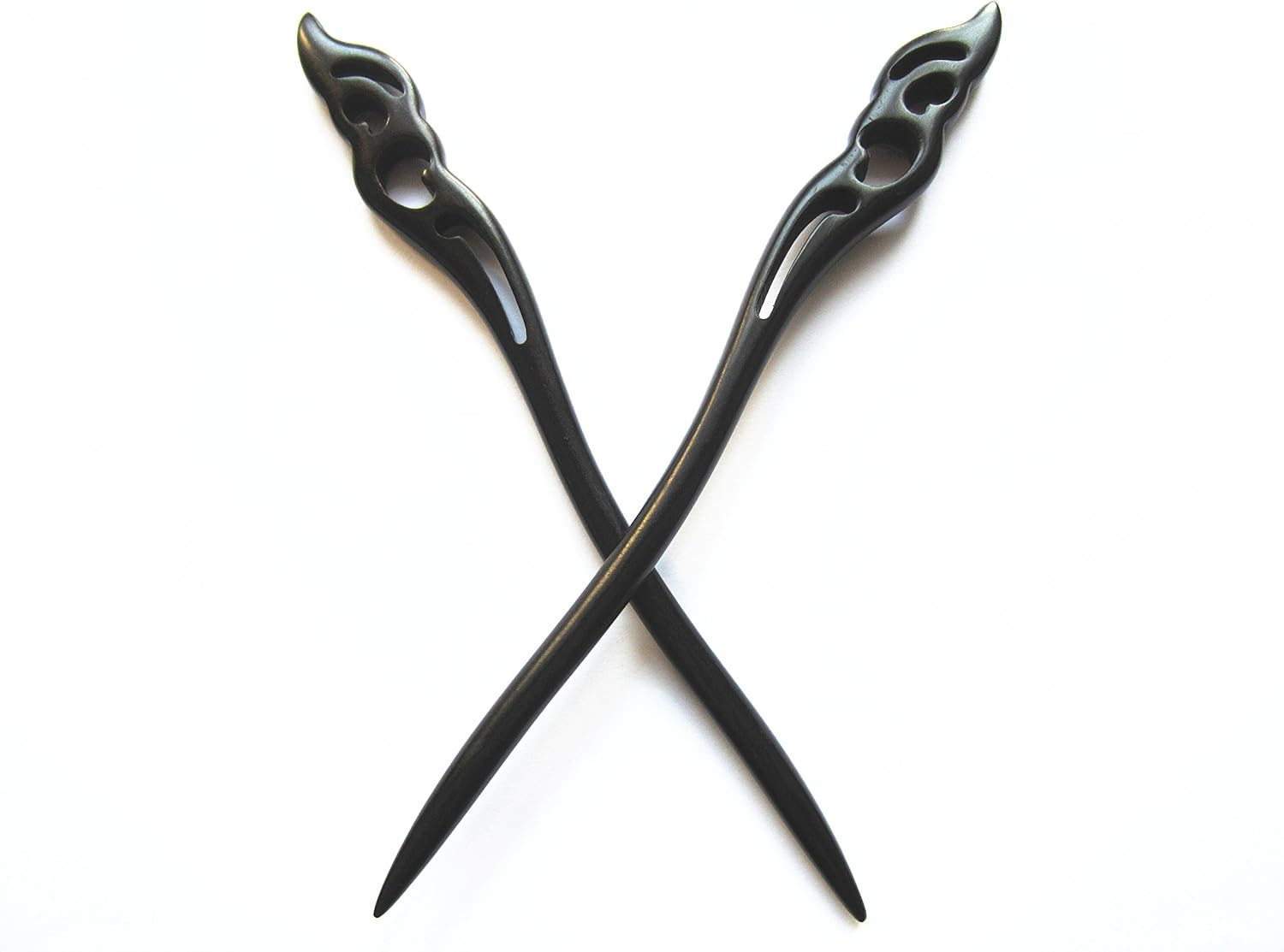 Myhsmooth Zz-Bg-Moon 2 Count Hair Sticks Natural Black Sandalwood(Ebony) Handmade Carved Hair Clip Shawl Hair Pins Pack of 2 Pcs :Hold the Moon image number 6