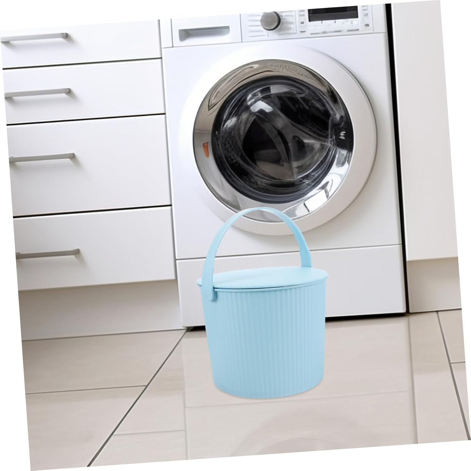 LABRIMP Plastic Bucket with Lid Household Small Stool Storage Tub Laundry Basket for Organizing Toys Ample Storage Space image number 6