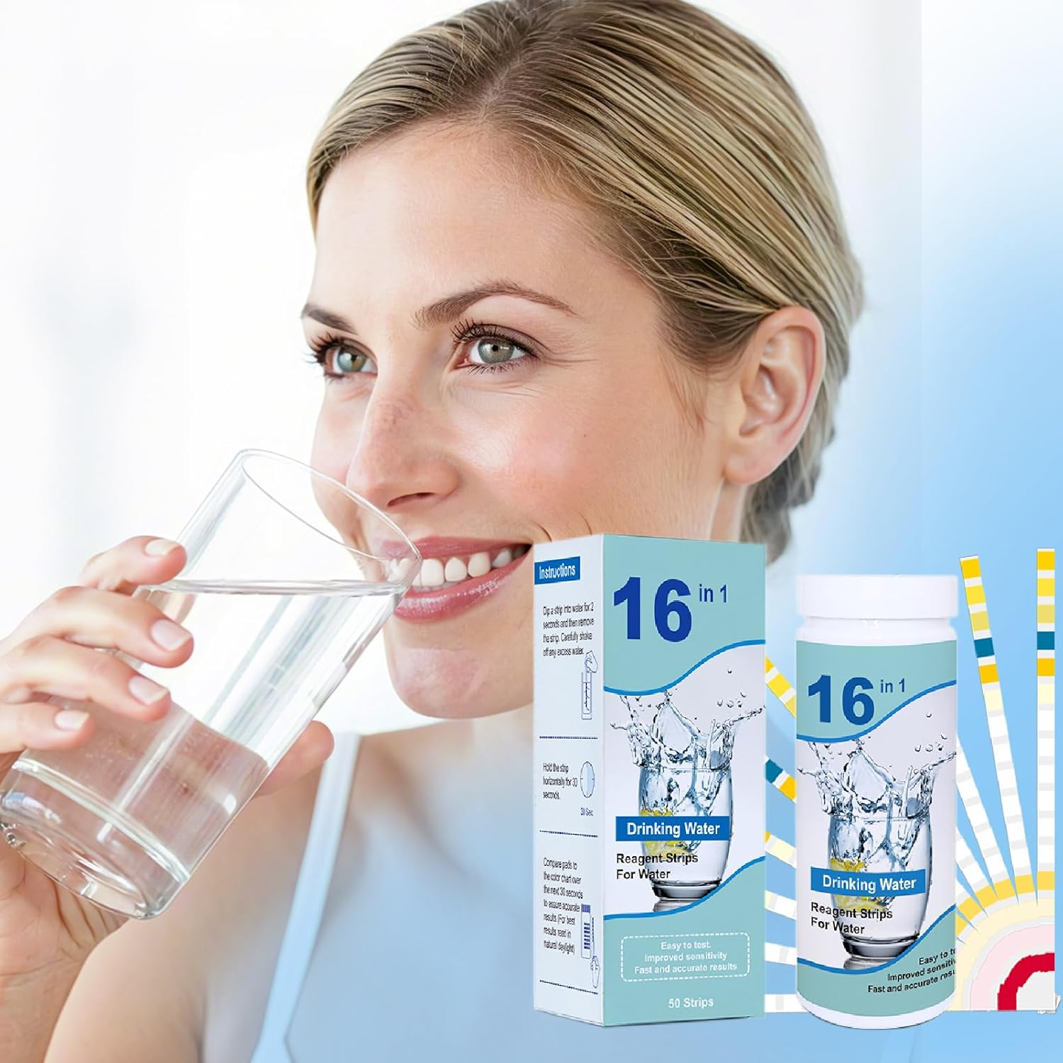 16 in 1 Aquarium Test Kit 50Pcs Fish Tank Test Paper Fast and Accurate for Monitoring Water Quality Safety Such as PH Value Lead Iron Mercury Suitable for Aquarium Swimming Pool Drinking Water image number 5