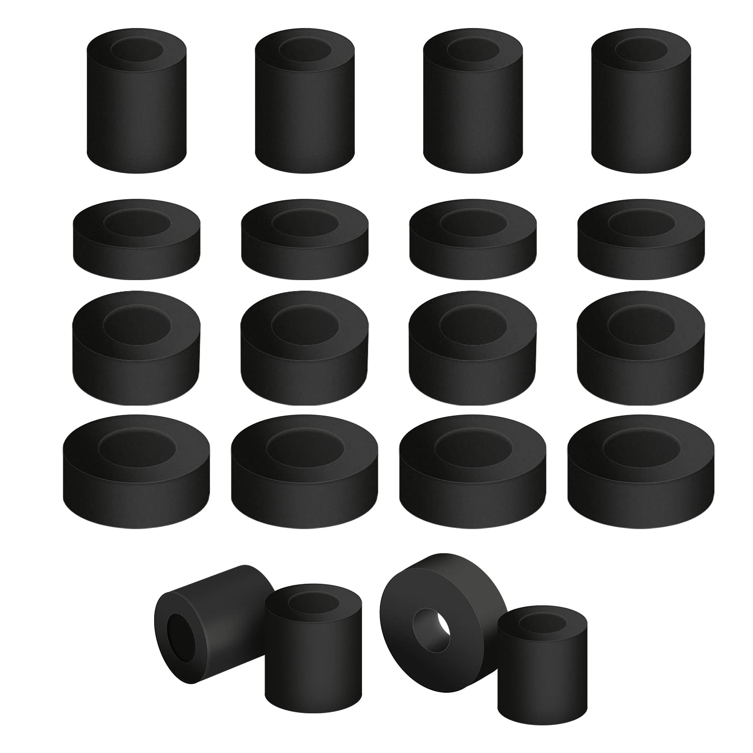 AIEX 20 Pieces round Rubber Grommet, 4 Sizes Rubber Flat Washers Assortment Multifunction Black Flat Rubber Rings Assortment for Home Car Accessories