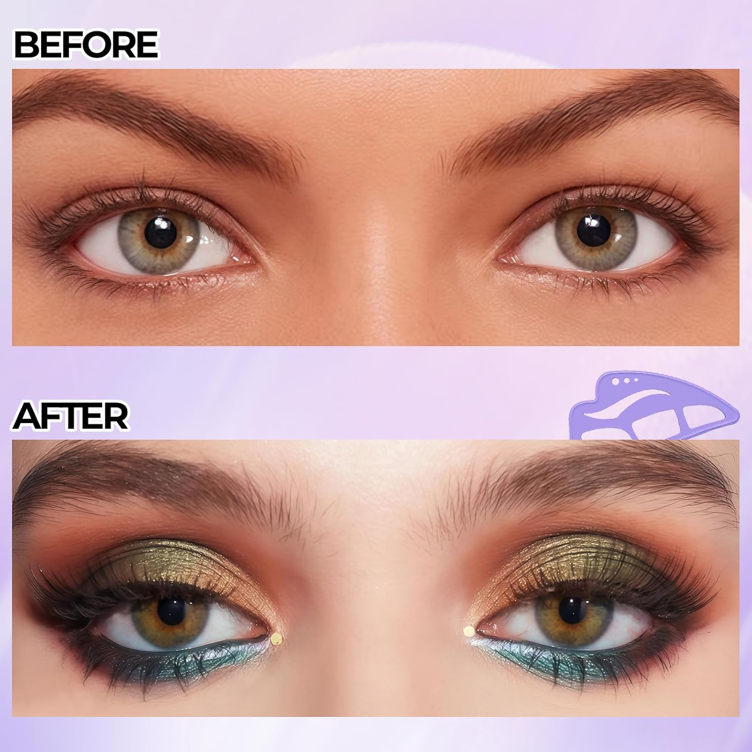 DAGEDA 3Pcs Eyeliner Stencils Set, Suitable for Eyetour Eyeshadow, Eyeliner,Mascara Shield,Reusable Silicone Eyebrow Stencils Eye Liner Tool Multi-Functional Makeup Tool(Purple) image number 3