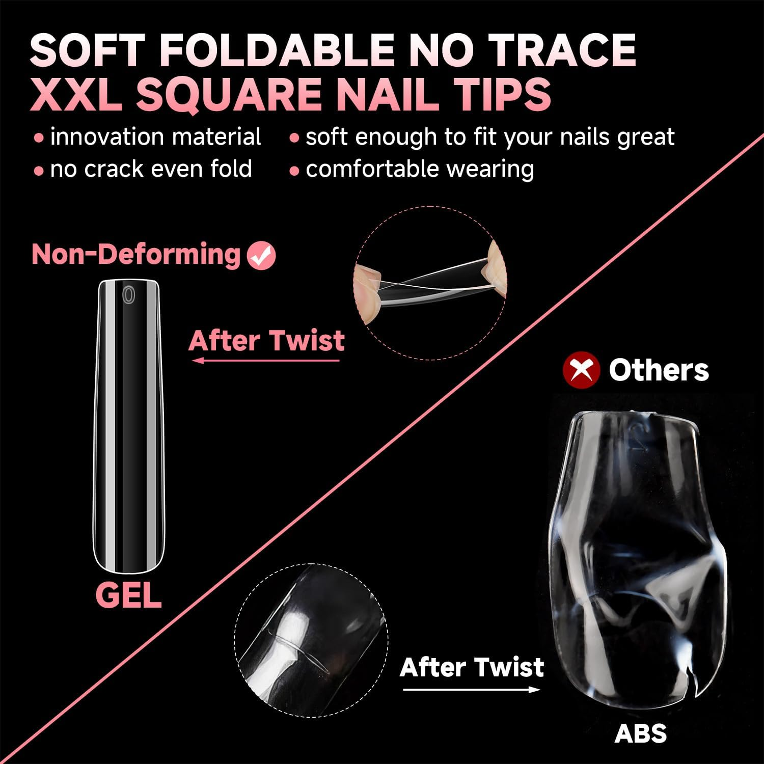 UNA GELLA Nail Tips Square Fake Gel Nails Tips 120 PCS No C Curve XXL Extra Long Full Cover Square Straight Curved Tapered Acrylic Nails for Press on Nail Extensions Salon Home DIY with Box image number 1