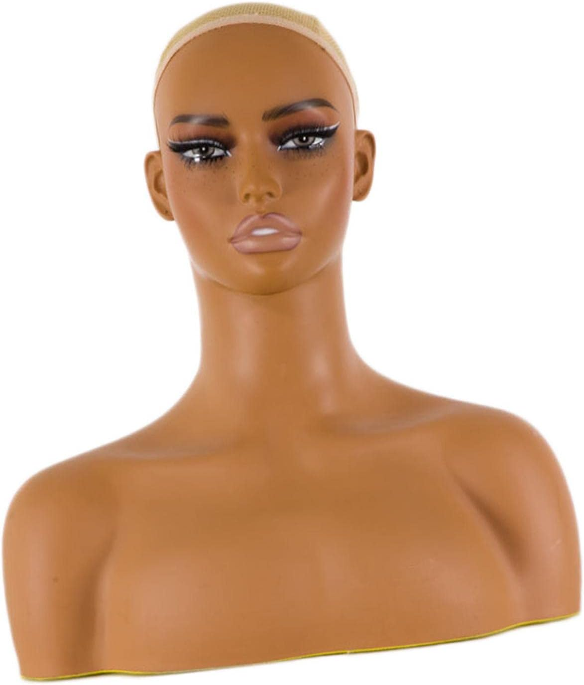 Eigell Female Wig Head Manikin Head with Shoulder Wig Head Display,Lightweight Props,Mannequin Head Display for Display Hair Hats Hairpieces