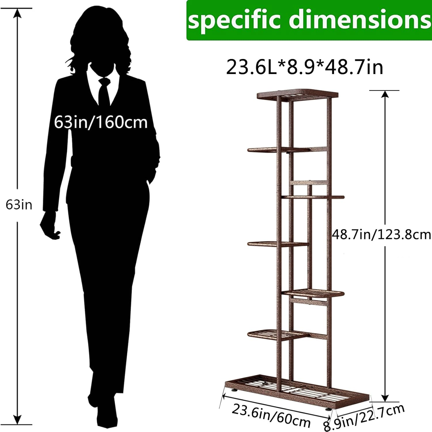 LINZINAR Plant Stand Metal 7 Tier 8 Potted Multiple Flower Pot Holder Shelf Indoor Outdoor Planter Display Shelving Unit for Patio Garden Corner Balcony Living Room, Bronze image number 5