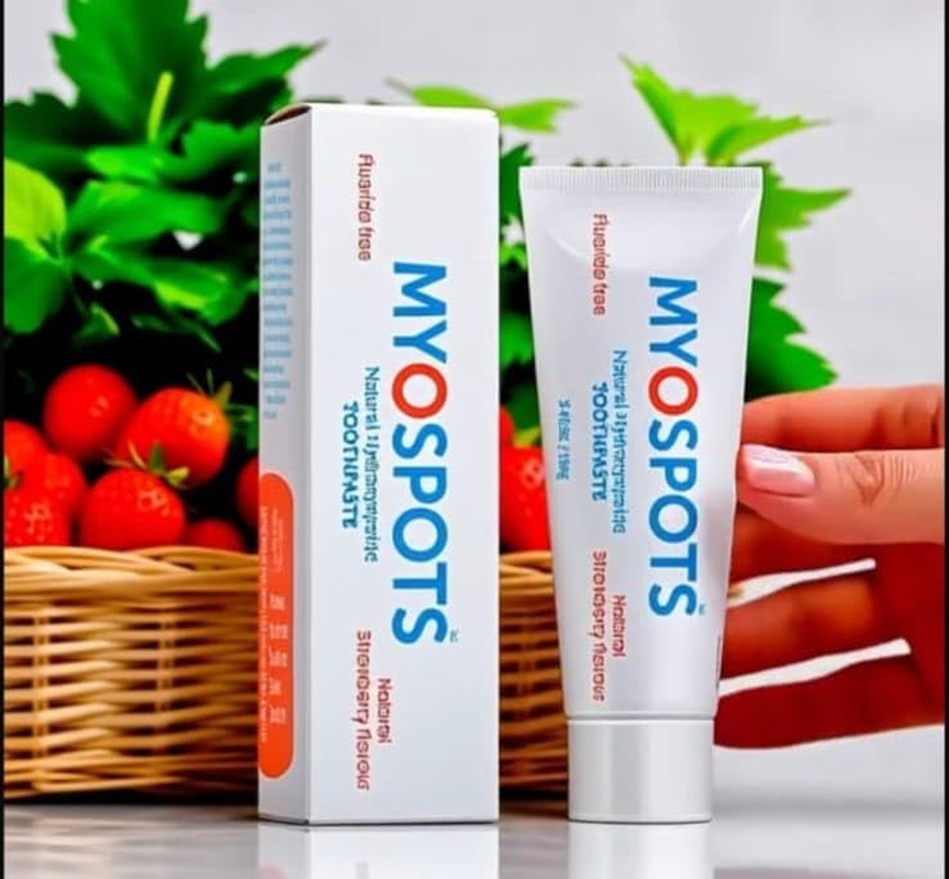 MYOSPOTS Hydroxyapatite Toothpaste - Whitening & Sensitive Care, Reinvented Oral Health with HYDROXYAPATITE, Strawberry Flavour, Fluoride & Sodium Lauryl Sulfate Free (1) image number 1