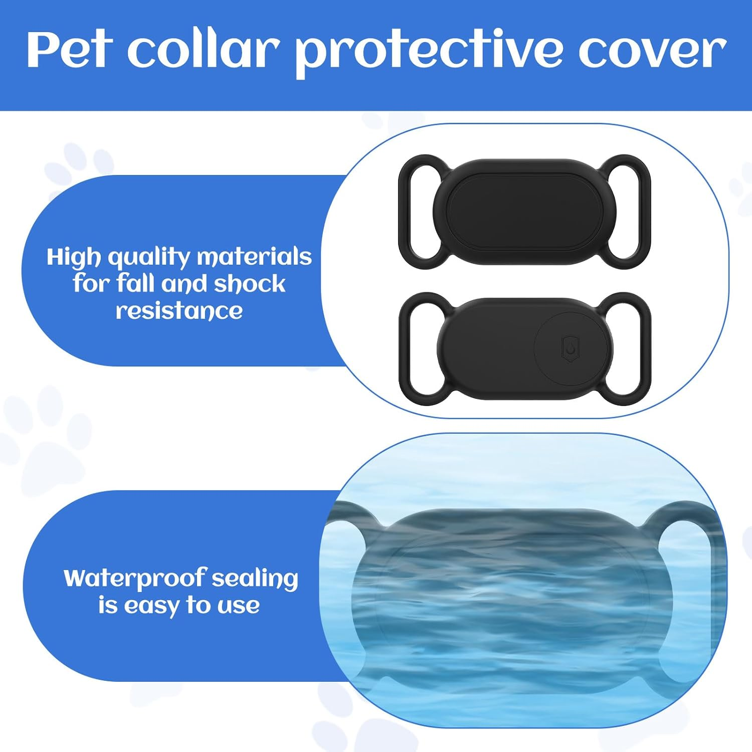 2 Pcs for Samsung Smart Tag 2 Cover, Dog Collar Holders for Samsung Tag, Cat Tracker Waterproof Silicone Case, Pet Tracker Anti-Lost Scratch Resistant Protective Cover(Black) image number 3