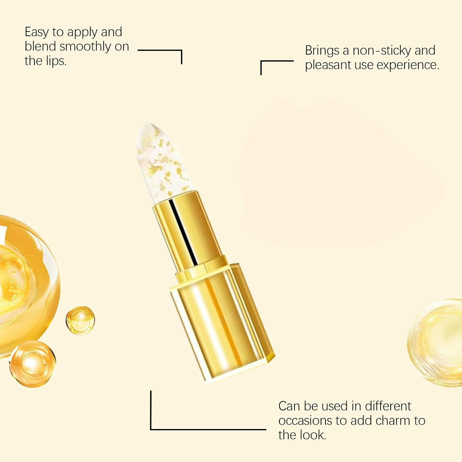 Transferproof Color Changing Lipstick,Ph Adjusting Lipstick,Gold Crystal Ph Color-Changing Lipstick,Temperature Change Moisturizer,Long-Lasting Glossy Finish for Women Girls,3.5G image number 4