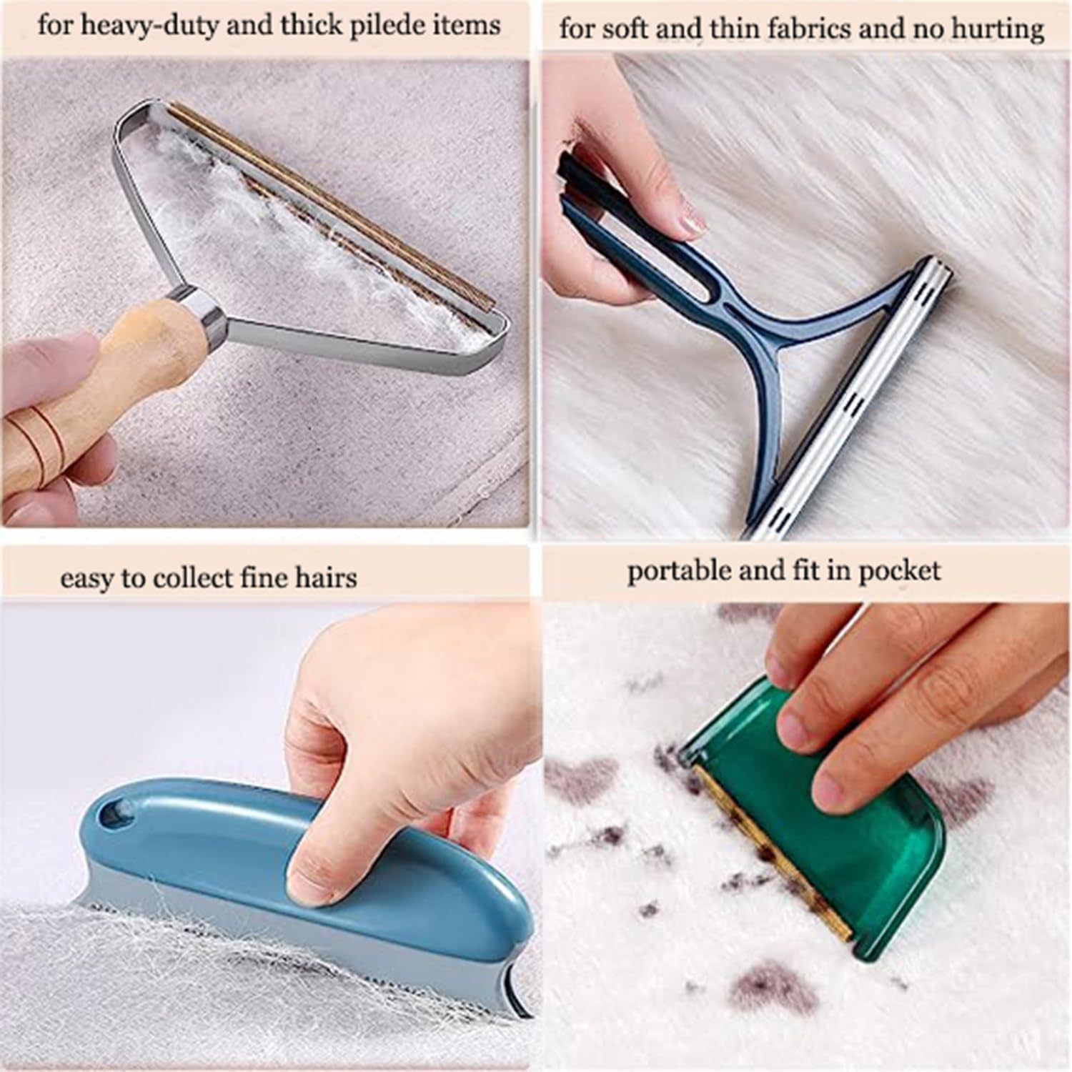 4Pcs Portable Lint Shaver Carpet Hair Remover Set, Lint Brush and Scraper for Pet Hair, Carpet Scraper Dog Hair Remover, Portable Lint Shaver Pet Hair Remover image number 6