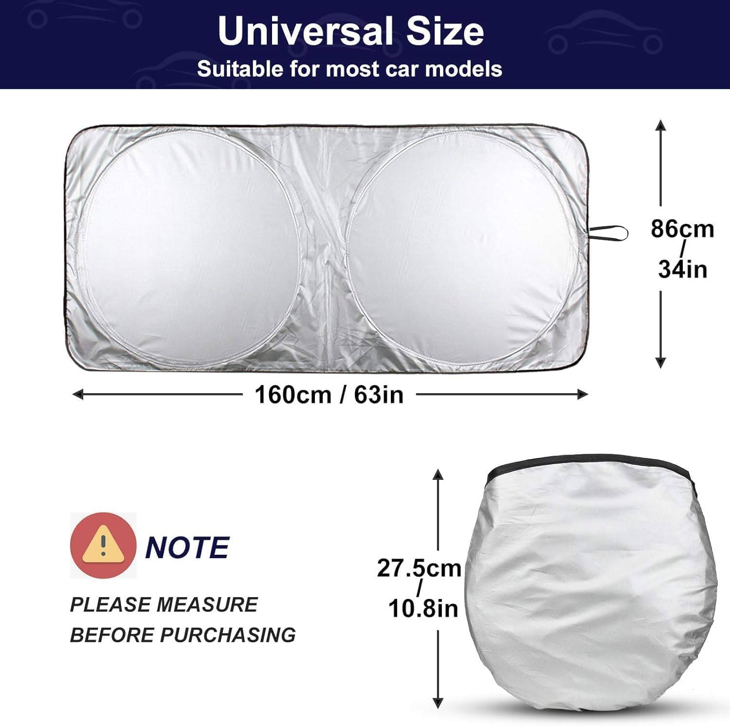 Car Windshield Sun Shade, Foldable Car Front Windshield Sunshade for UV Rays, Sun Glare, Heat Blocking, Keep Your Vehicle Cooler, Universal Auto Interior Protection for Cars, Suvs, Vans image number 2