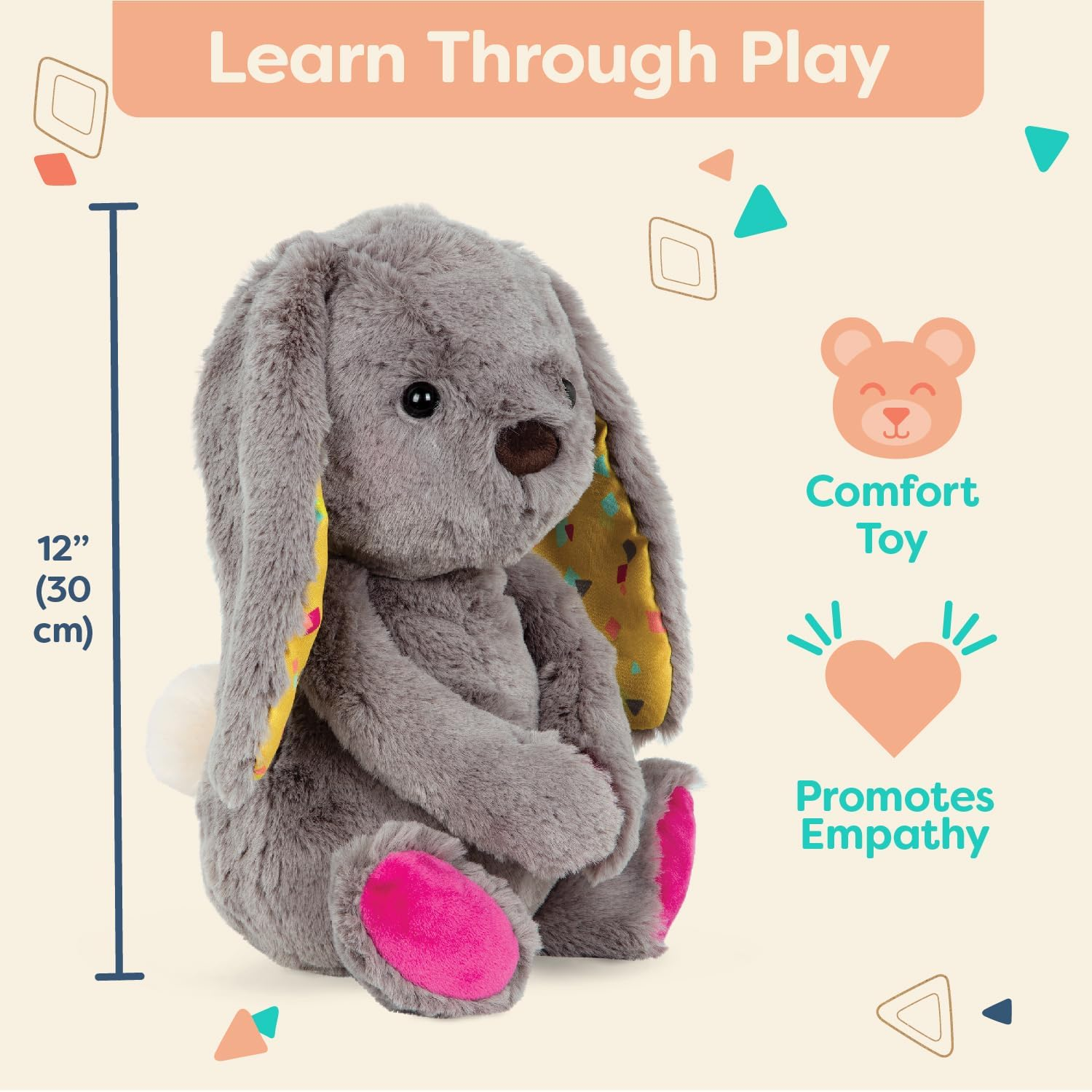 B. Toys &ndash; 12-Inch Plush Bunny Soft & Cuddly Plush Rabbit Toy Washable &ndash; Happy Hues &ndash; Grey Bunny &ndash; 0 Months+ image number 2