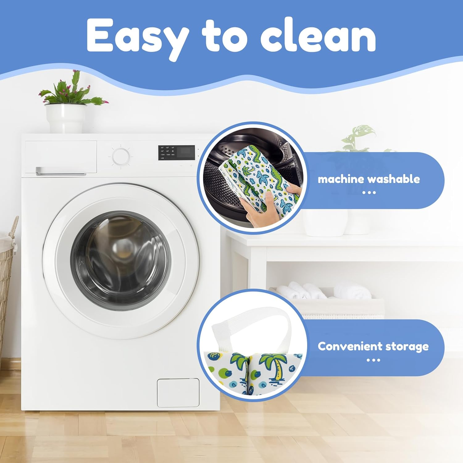 Bath Kneeler and Elbow Rest Pad Set, Nonslip Baby Bathtub Kneeling Pad with 4 Side Pockets, Quick Dry Kneeling Pad, Painless Baby Bathtub Kneeler Mat Comfortable for Baby Bathing