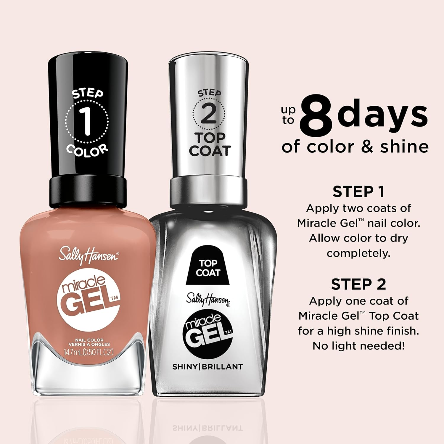 Sally Hansen Miracle Gel Nail Polish - Road Less Traveled​, Chip-Resistant, High-Shine, Easy to Apply, 14.7Ml