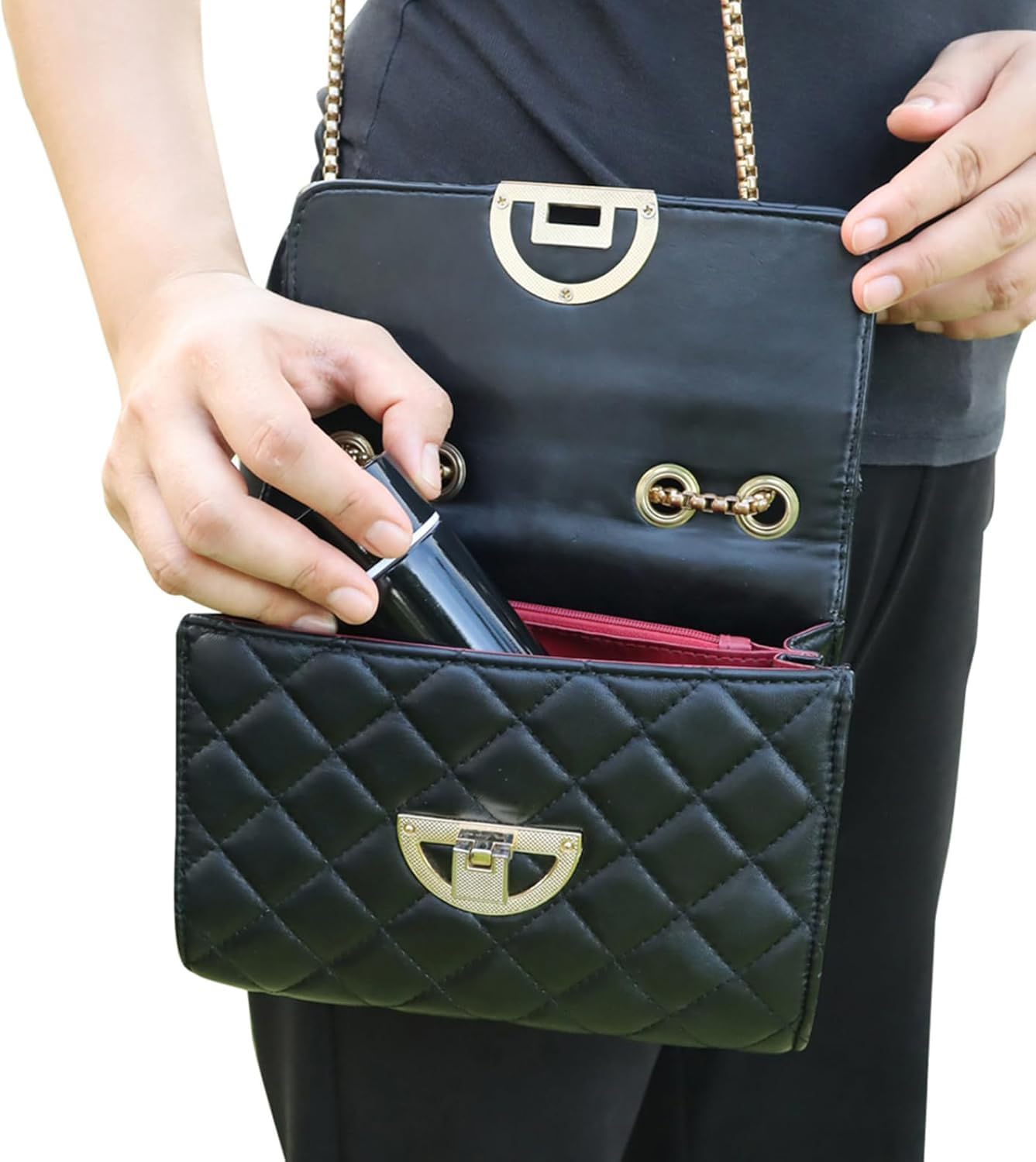 Mini Stainless Steel Vacuum Insulated Water Bottle - Cute Slim Design for Kids (Black) - White image number 5