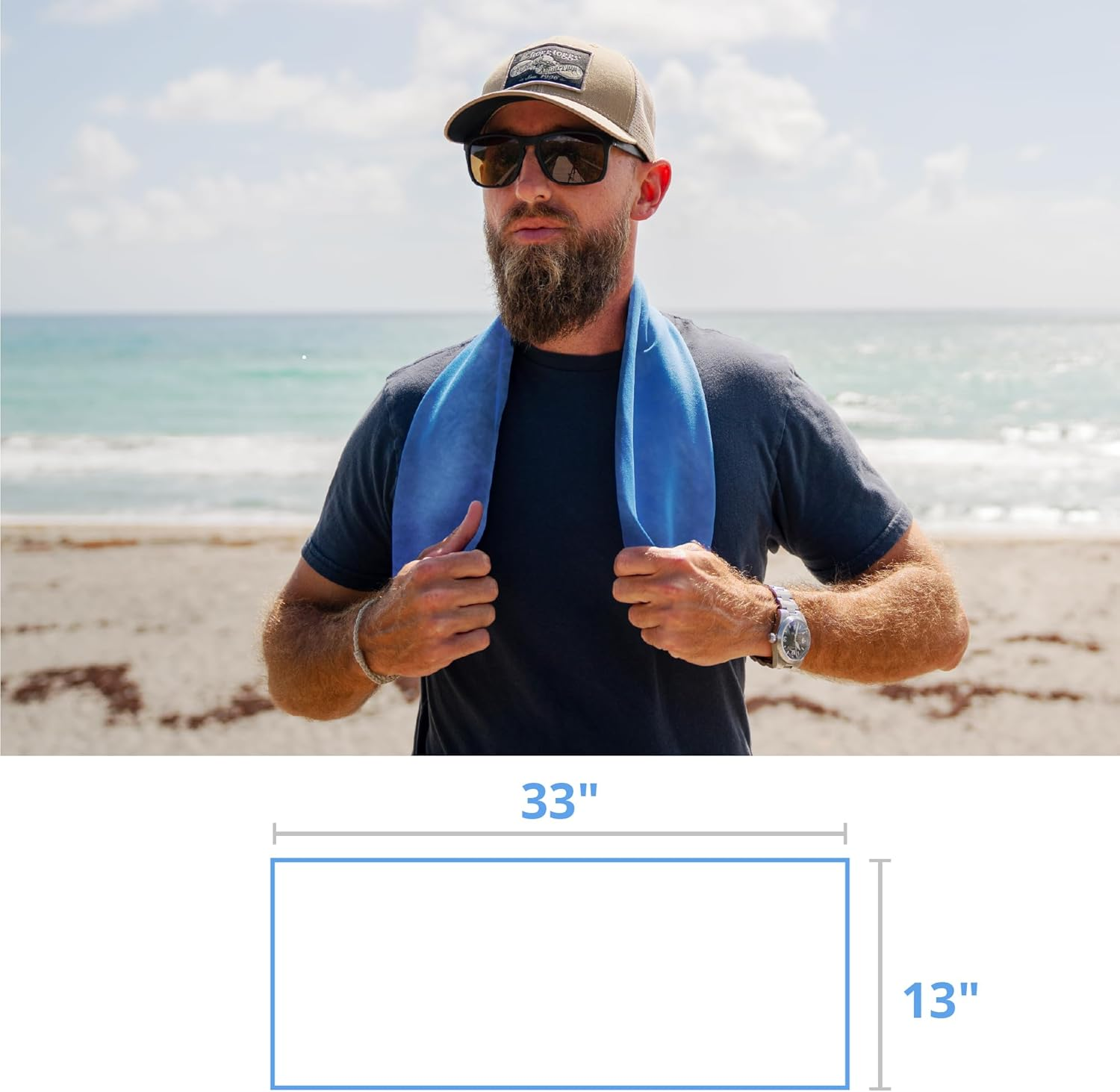 Proactive Sports Unisex Adult Towel, Longer than Microfiber Towels, Biodegradable the Original Chilly Pad Cooling Towel, Sky Blue, 33 X 13 US image number 2