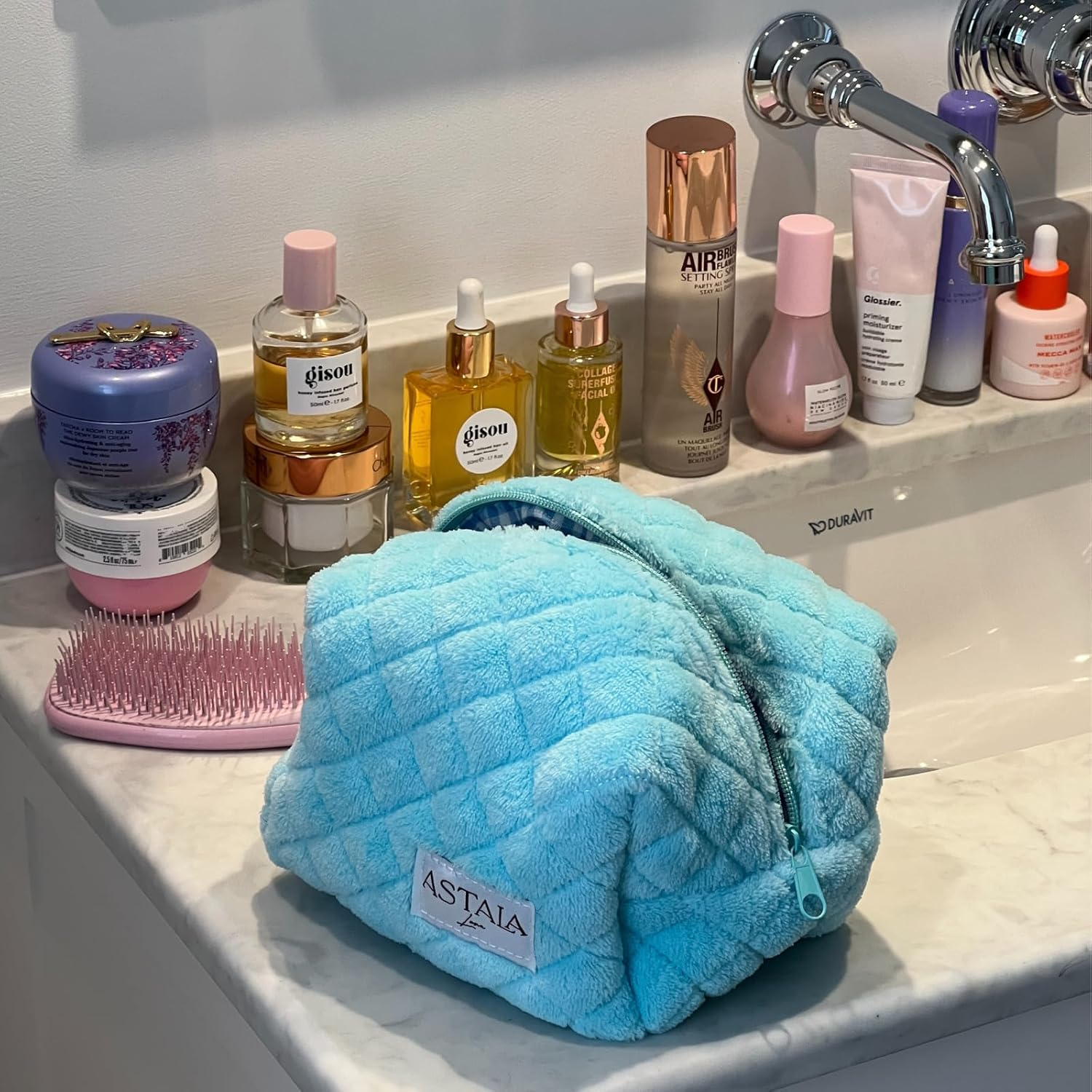 Astala Luna Bubbles Mini Carry All Cosmetic Travel Bag Mini Blue, White image number 3