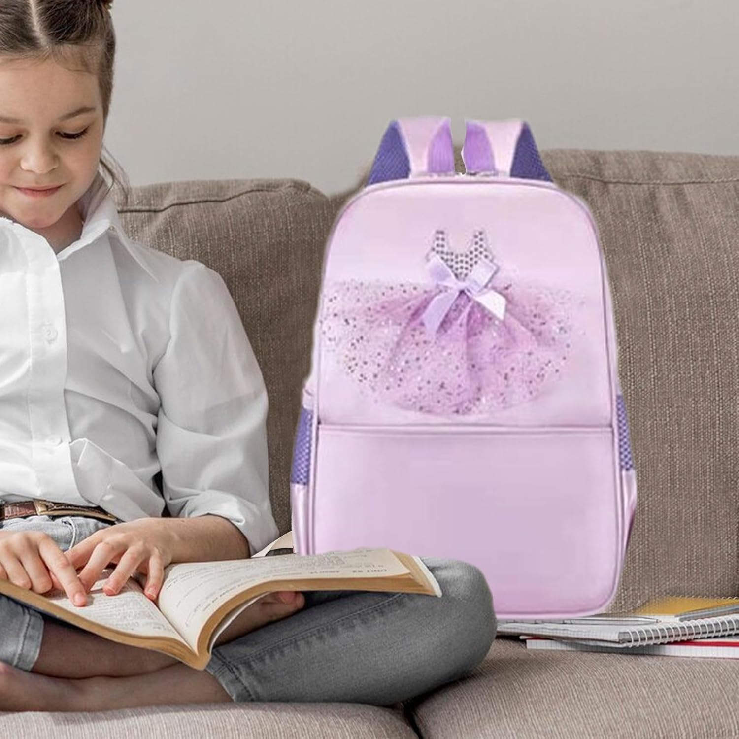 Ballet Dance Backpack, Gymnastics Bag, Travel Ballet Dance Backpack for Girls Cute Gymnastics Bag for Toddler image number 2