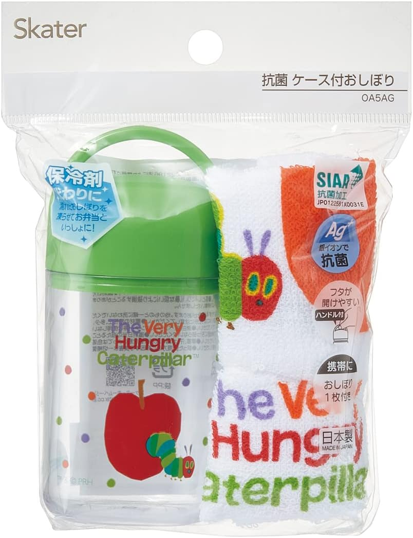 Skater OA5AG-A Anti-Bacterial Hot Towel Set with Case and Hot Towel, Harapeko, Made in Japan, 12.6 X 12.0 Inches (32 X 30.5 Cm)