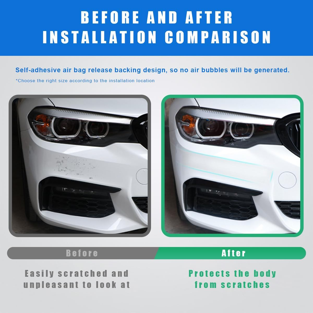 Ziciner Car Door Sill Protector Strip, Transparent Invisible Door Edge Guard, Anti-Collision Auto Door Entry Protection Film, Universal Fit for Most Vehicle Front Rear Bumper (2.8 in X 33 Ft) image number 7