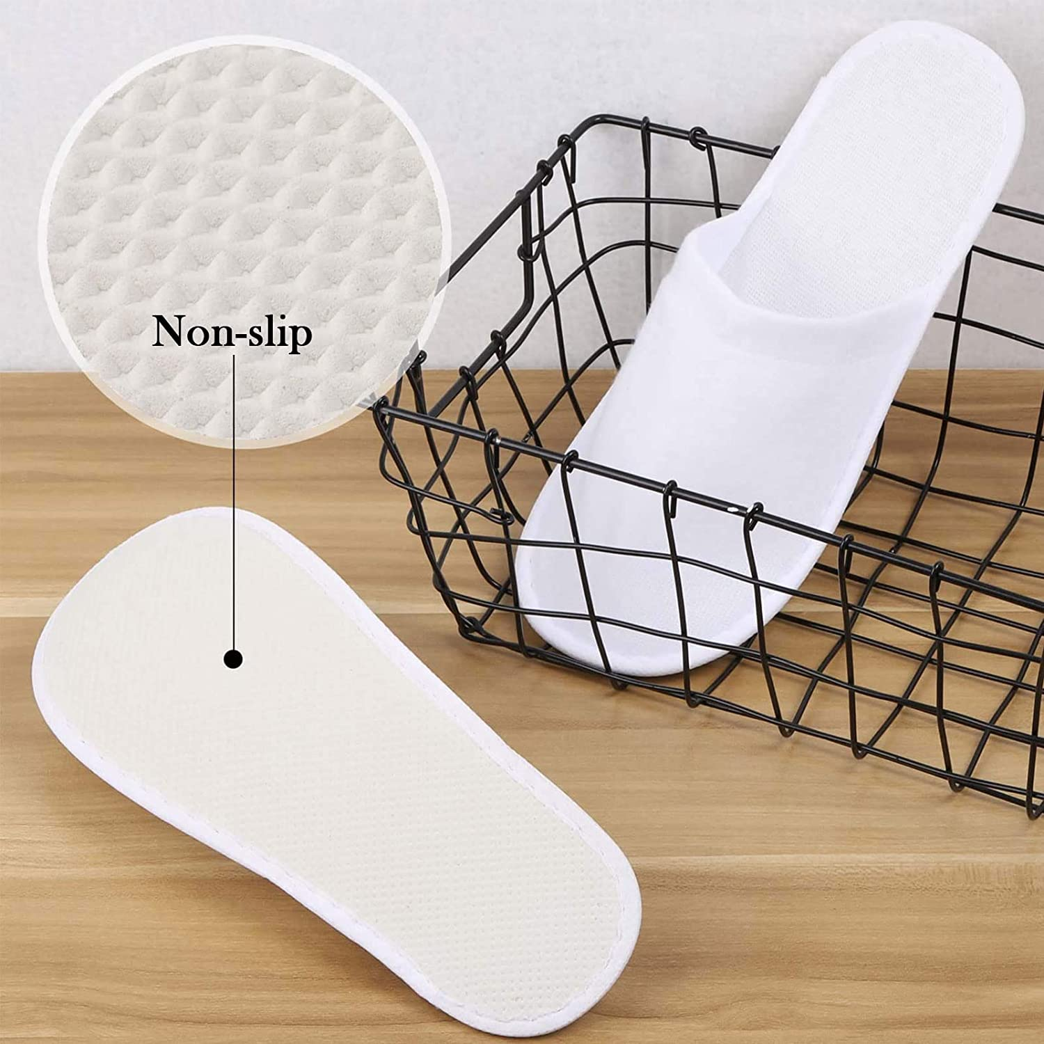 12 Pairs Disposable Spa Slippers Non-Slip Unise for Hotel Home White image number 4