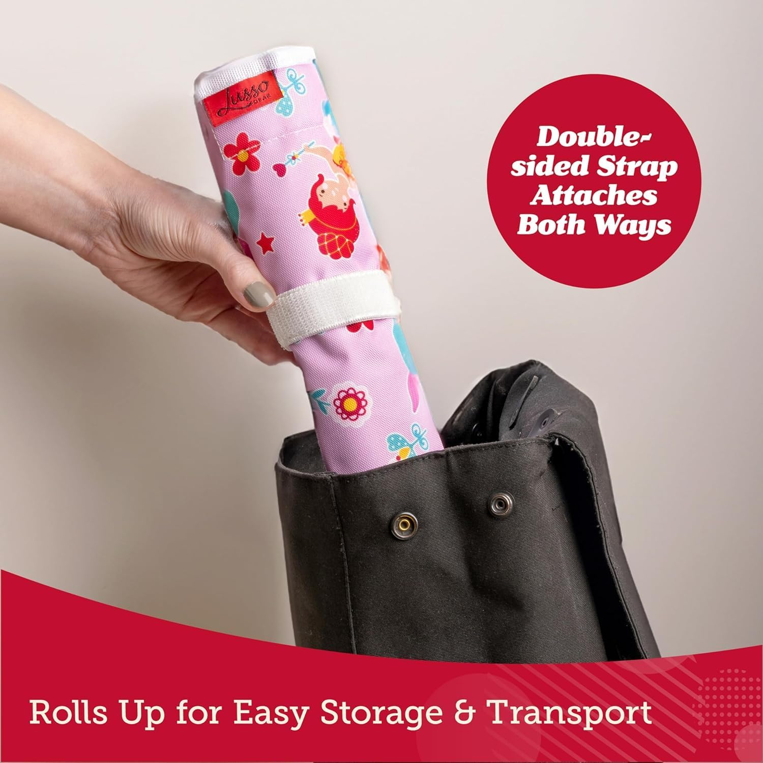 Lusso Gear Airplane Tray Table Cover with Pockets for Toddlers & Kids - Airplanes Pattern - Foldable & Rollable Lap Desk with Carabiner Clip - Toddler Travel Essentials & Plane Activities - Dinos image number 4