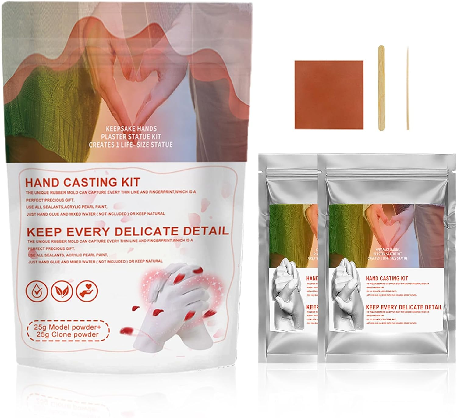 Hand Mold Powder, Fast Curing Casting Material, Skin Safe Kit, 5.51X7.87 Inches for Children and Adults, Easy Use Formula for Family Keepsake Crafts at Baby Handprint Art Projects