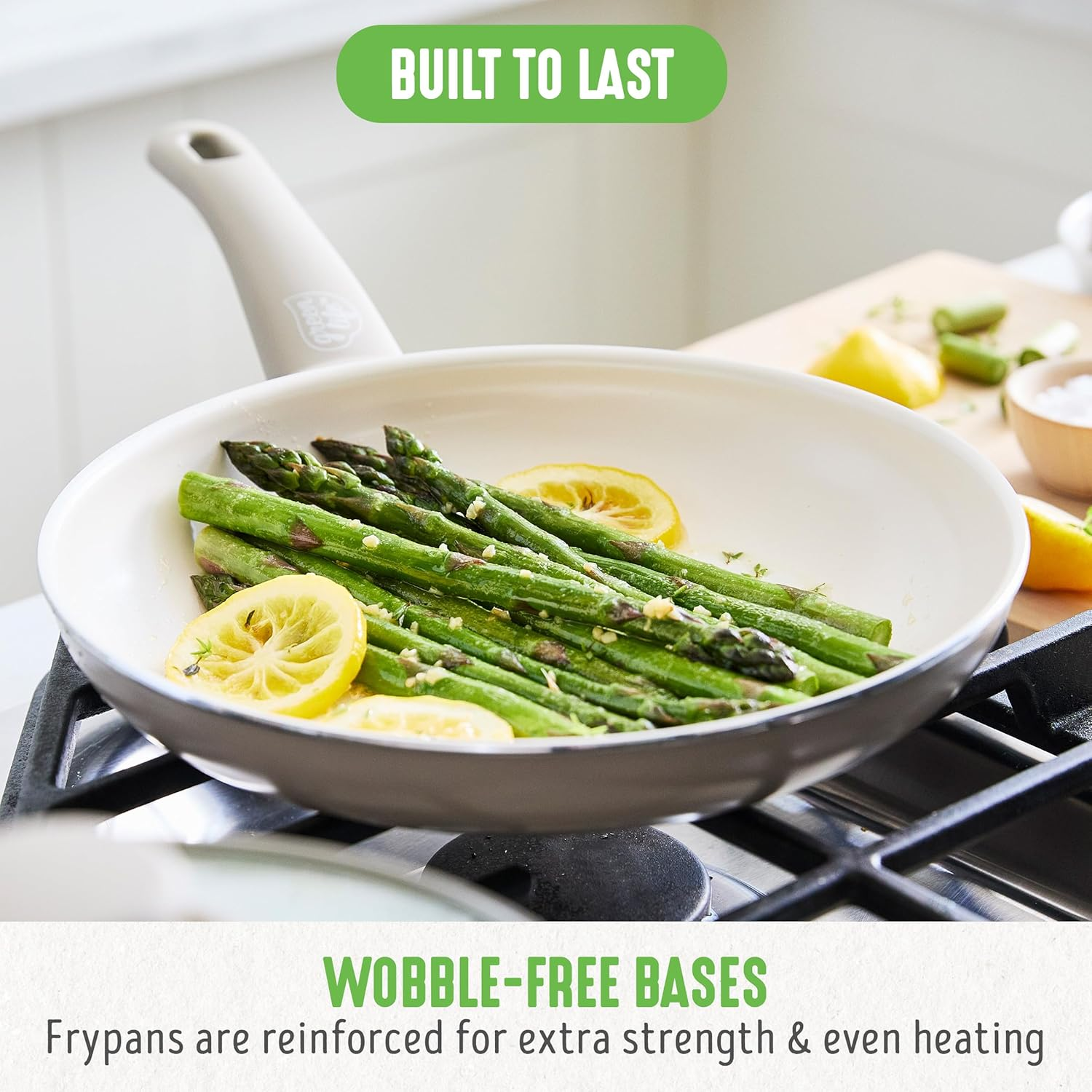 Greenlife Soft Grip Healthy Ceramic Nonstick 16 Piece Kitchen Cookware Pots and Frying Sauce Pans Set, Pfas-Free, Dishwasher Safe, Taupe image number 4