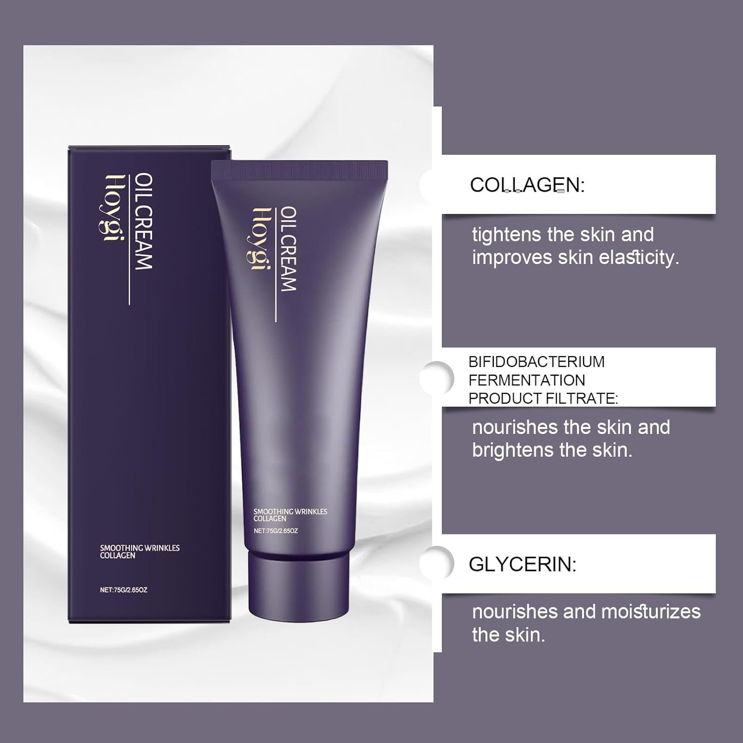 Anti-Wrinkle Collagen Face Cream, Skin Firming and Smoothing Moisturiser, 75G image number 4