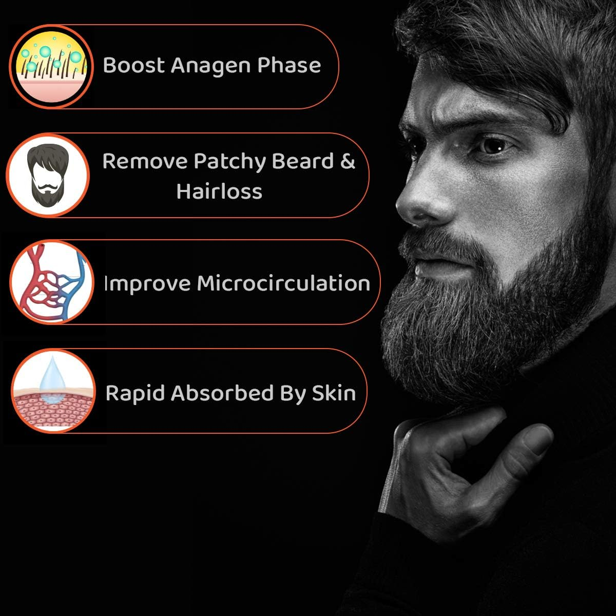 Fantraa Beard and Hair Growth Oil for Men - 50 Ml - More Beard Growth with Coffee Bean Extract - 100% Natural image number 3