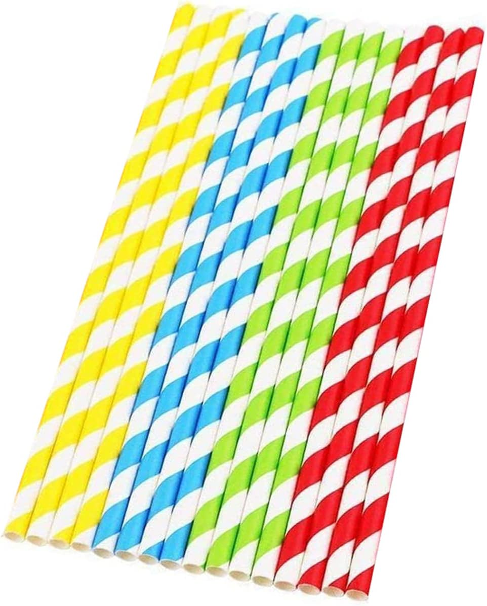 Haobase 100Pcs Paper Drinking Straws, Biodegradable Paper Straws for Drinking Cocktail, Coffee, Cold Drinks (Black)