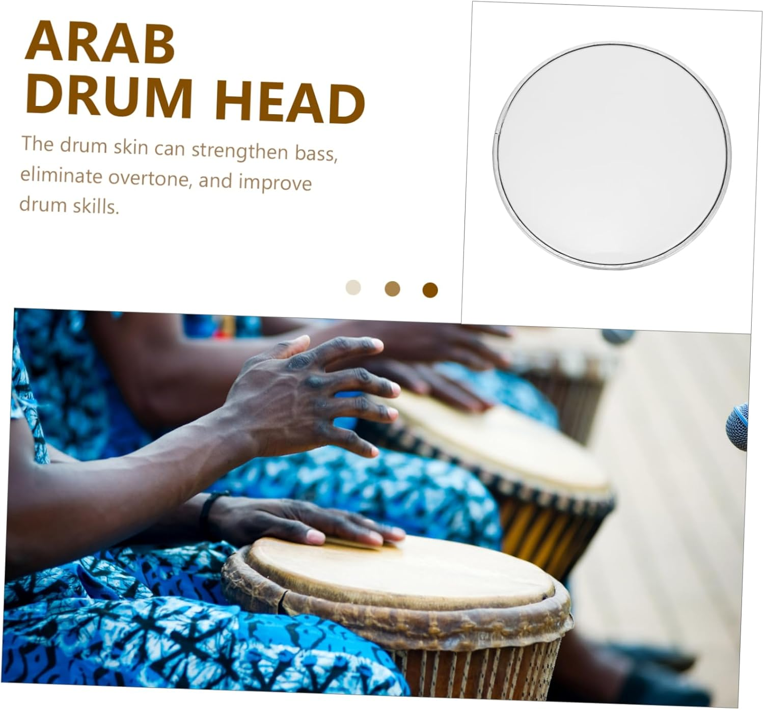 LALADEFIEE 10-Inch Universal Drum Skin Replacement Double Layered Cream Color Compatible Drum Set Kits And image number 3