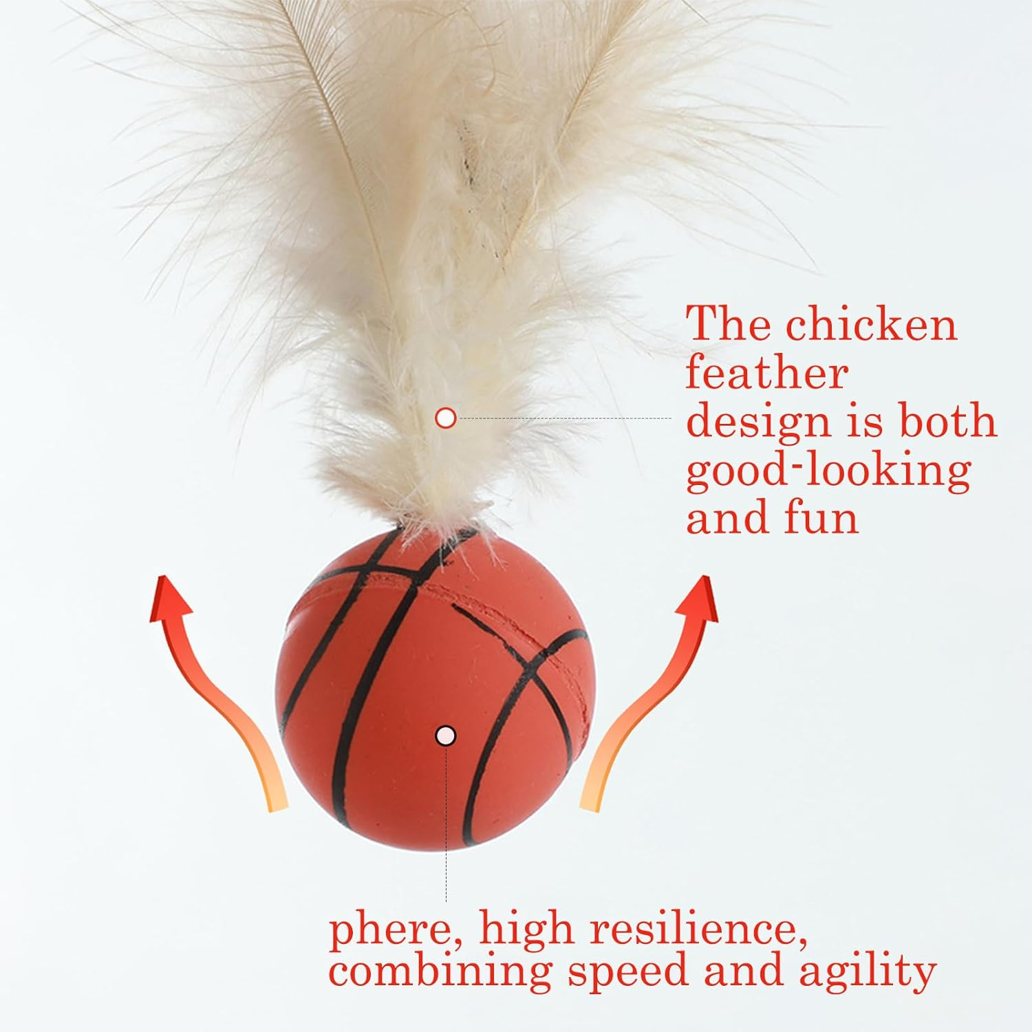 Cat Toys, Cat Toy Ball, 3 Pcs Kitten Toys, Interactive Cat Feather Toys, Interactive Accessory for Kitten Having Fun Exerciser Playing, Rubber High Rebound Bouncy Tails Balls for Indoor Outdoor image number 1