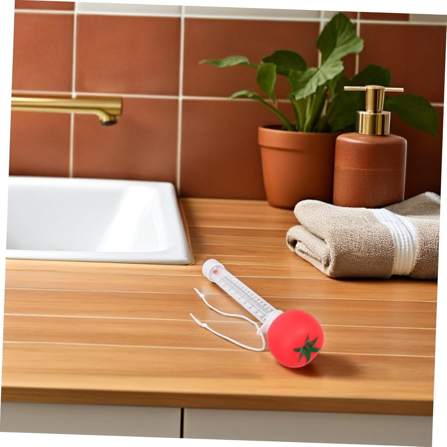 Large Floating Pool Thermometer Tomato Design with Easy-Read Display Bath Temperature Gauge for Swimming Pools Spas Hot Tubs and Ponds Accurate Sensor for Safe Water Monitoring image number 2