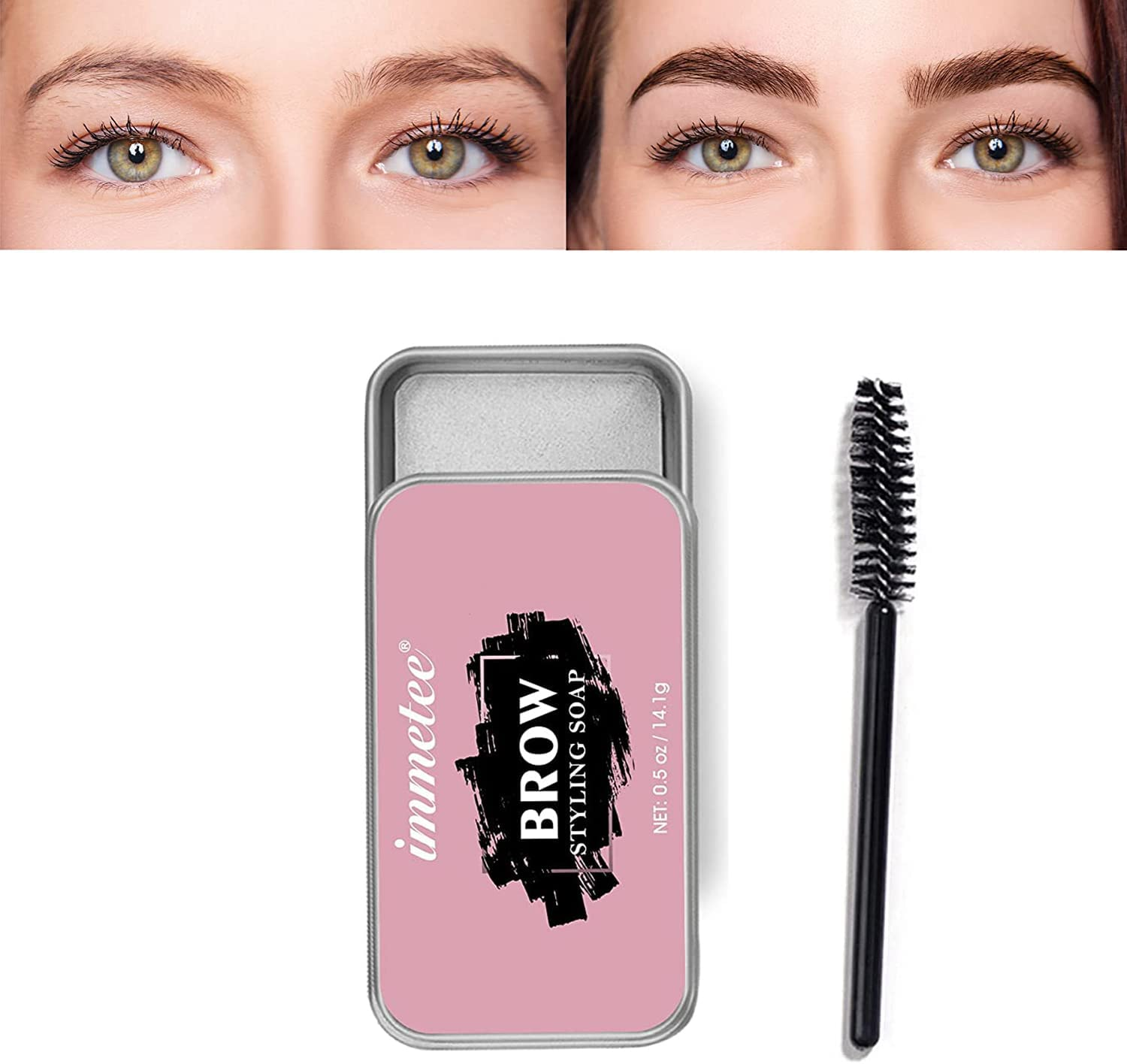 Immetee Brows Soap Kit,Eyebrows Styling Wax,Brows Shaping Soap,Excellent Stereotypes,Long-Lasting Eyebrow Enhancer Gel, 3D Feathery Brows Makeup Balm -10G/0.35Oz(1Pcs) image number 3