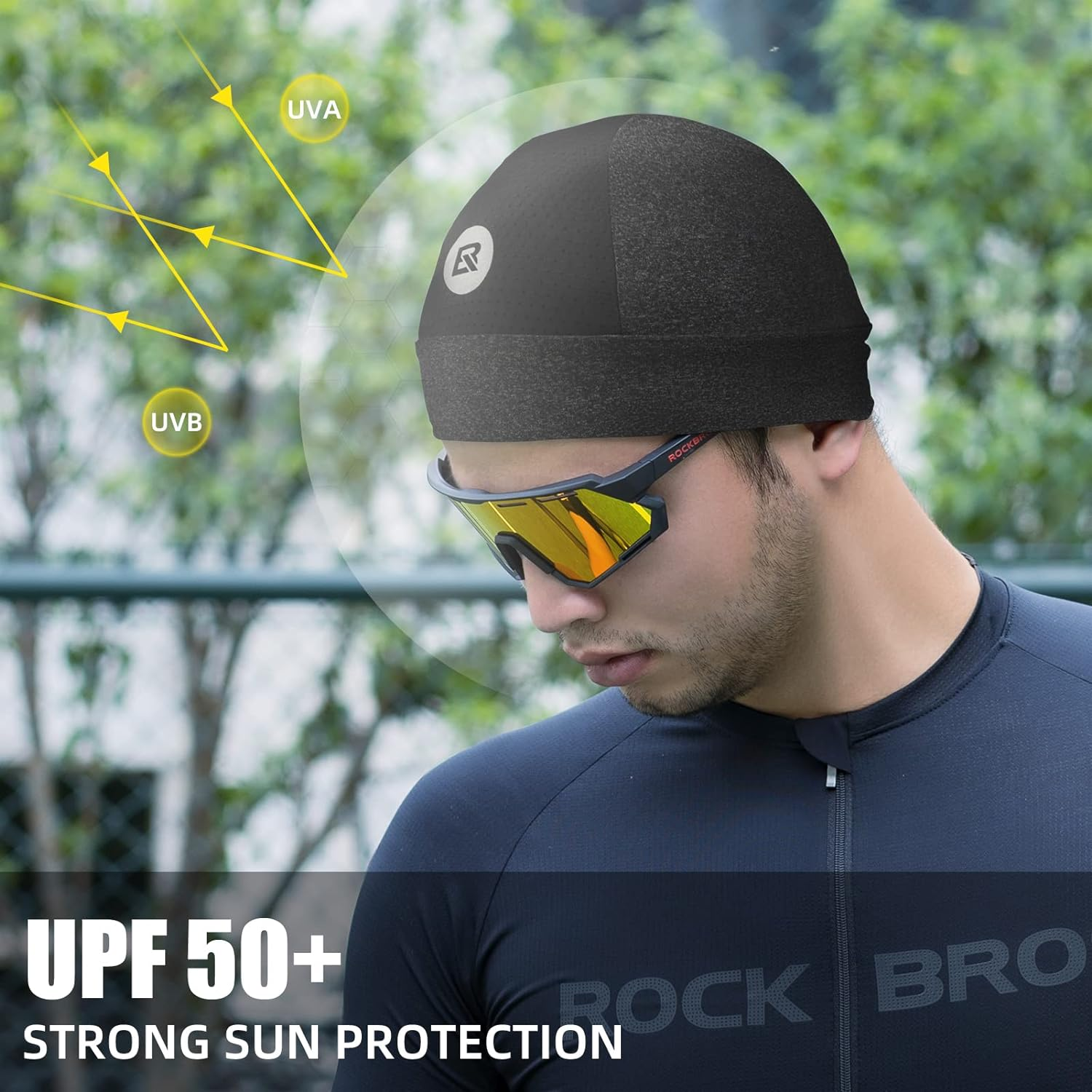 ROCKBROS Cooling Skull Cap Helmet Liner Sweat Wicking Mesh Hat Cycling Running Caps for Men Women image number 3