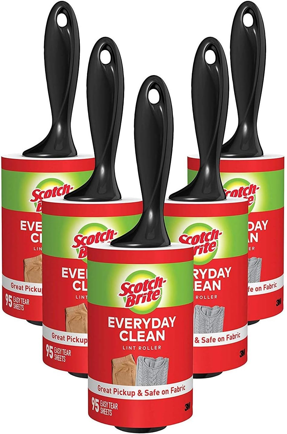 Scotch-Brite 836RS-95-5CPA Lint Roller Combo Pack, 5-Rollers, 95-Sheets/Roller (475 Sheets Total), Green image number 2