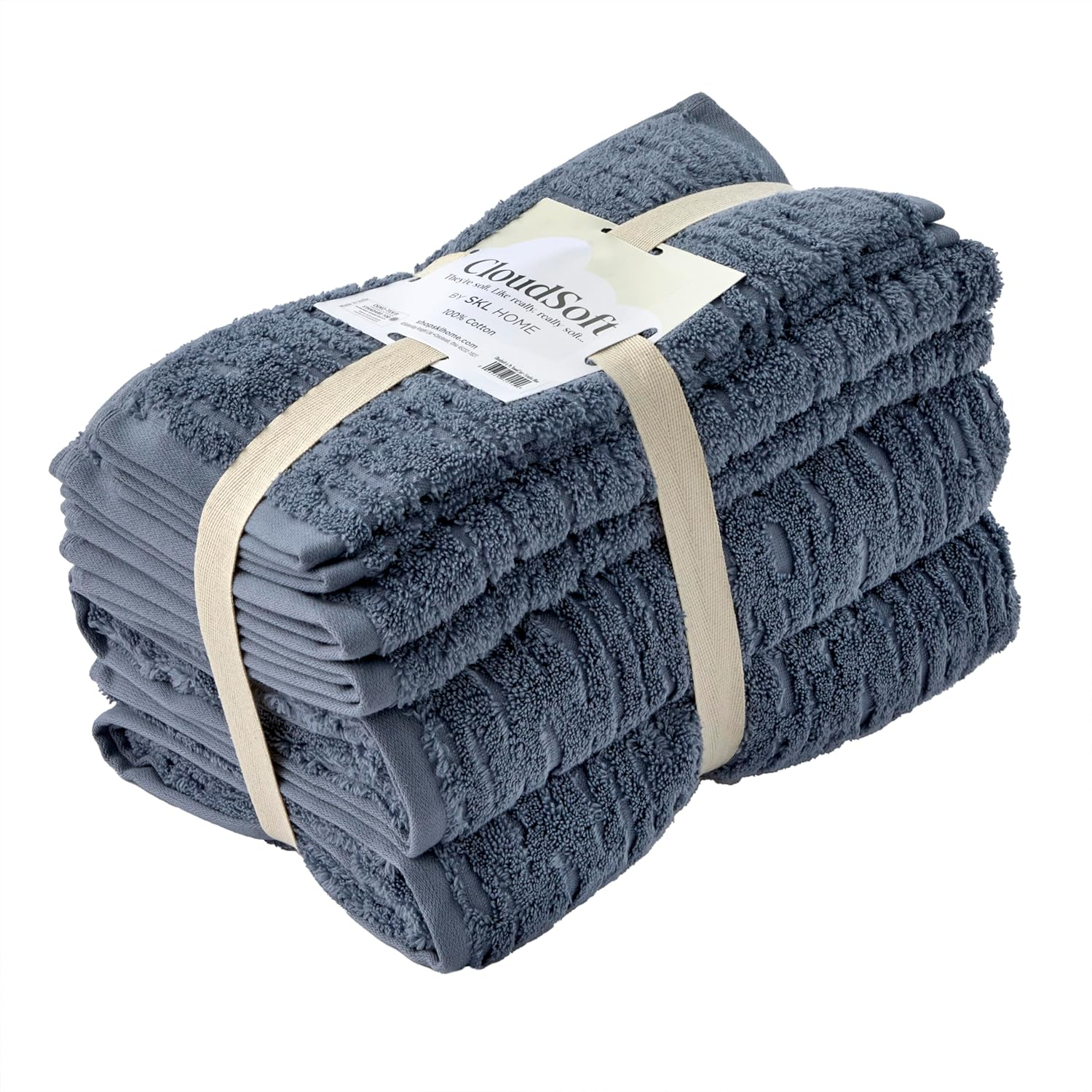 SKL Home Cloudsoft Cotton Luxury 6-Piece Towel Set, Smoke Blue image number 3