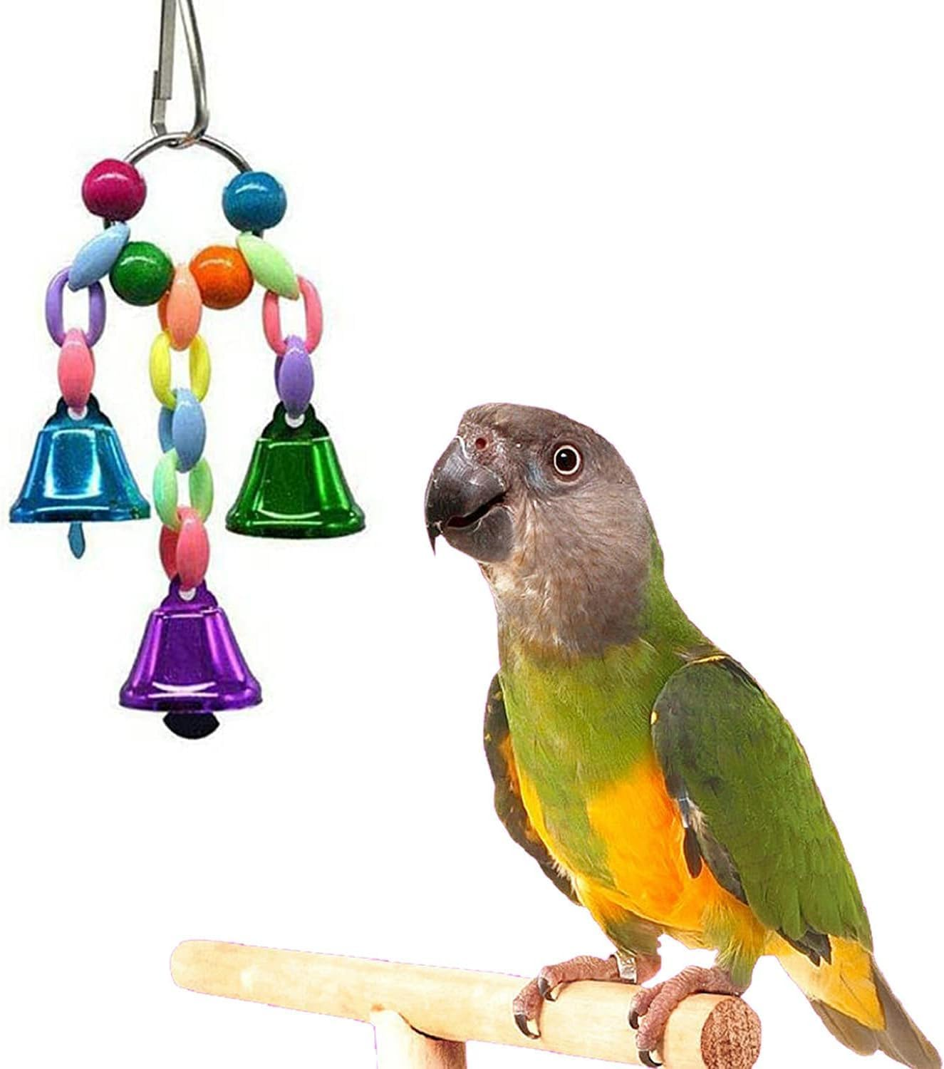 Bird Parrot Toys Set, 10 Pack Swing and Chewing Hanging Perches with Bells, for Lovebird Budgie Cockatiels Macaws Finches