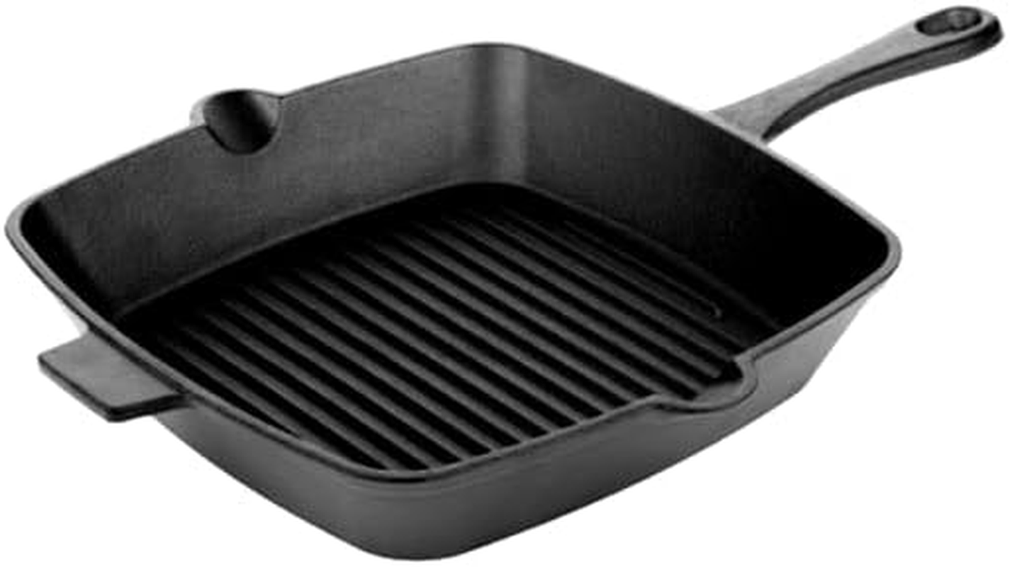 Roca High Grade Cast Iron Grill Pan with Ridges, Square, Black image number 2