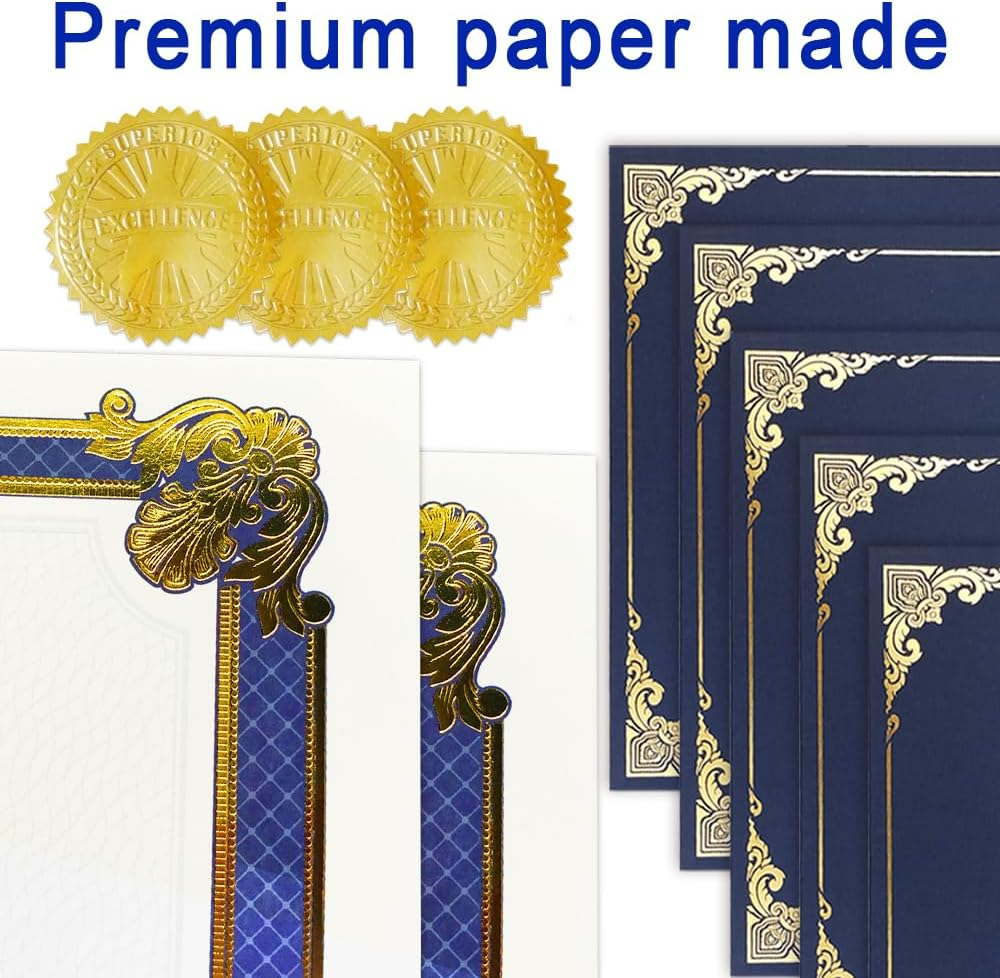 75 Pcs Certificate Kit, 25 Gold Foil Certificate Holders & 25 Certificate Paper & 25 Certificate Seals Stickers for Graduation Diploma, Award Accomplishment. image number 3