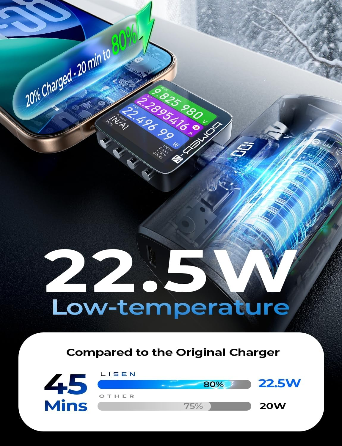 LISEN Mini Portable Charger 7000Mah Power Bank, 22.5W PD Fast Charging CCC Certified Power Bank, Small Portable Charger USB C, Travel Essentials for Iphone 17 Pro Max Air 16 15 Pixel 10, Dark Grey - Ivory White image number 5