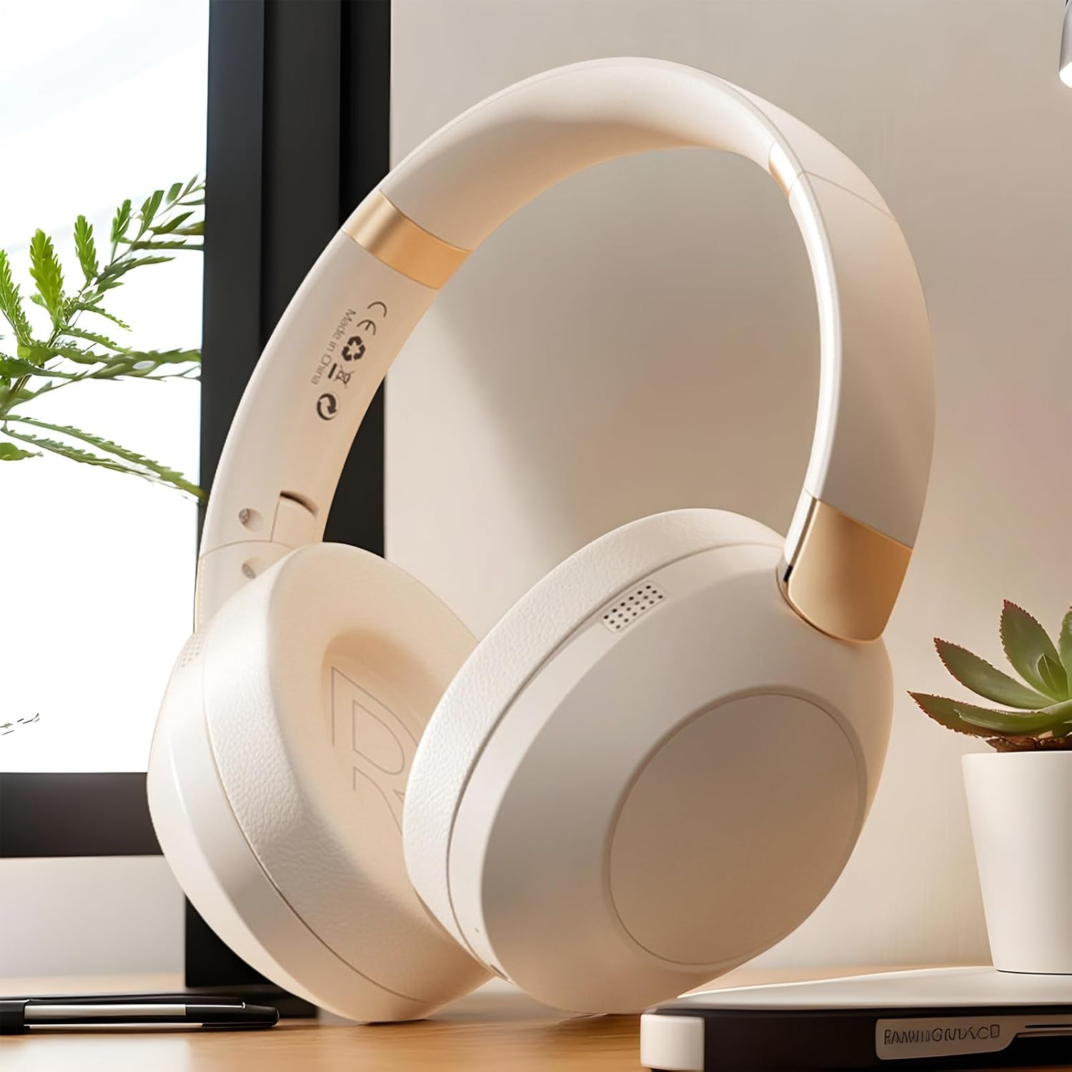 Ylnailky over Ear Headphones Wireless | Noise Cancelling Headset,Wireless Stereo Noise Cancelling Lightweight Foldable Headphones for Women image number 3