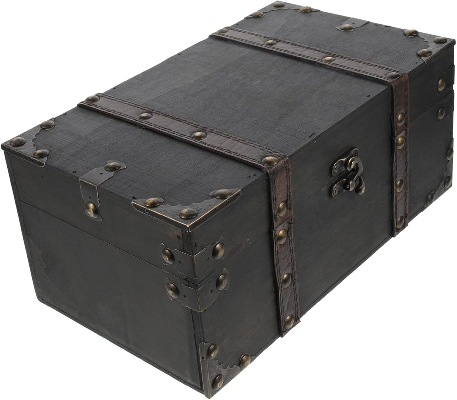 Kichvoe Retro Jewelry Case Storage Box Wooden Jewelry Organizer Latch Lock for Girls image number 3