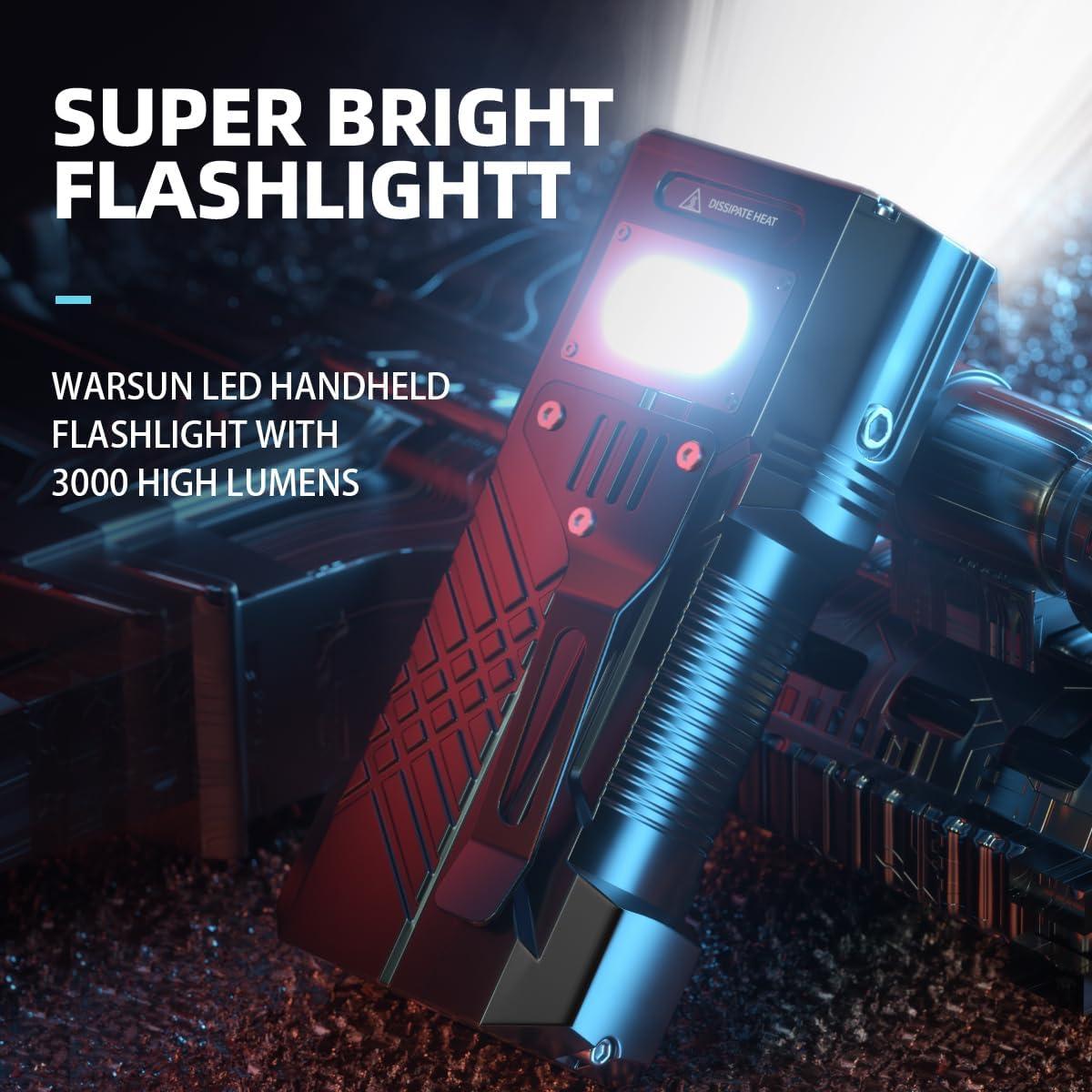 WARSUN X609 Rechargeable High Lumen Torch &ndash; Super Bright 3000 Lumens LED with 7 Modes, Red Light, and Turbo Mode for Camping, Emergency, Survival Use image number 3