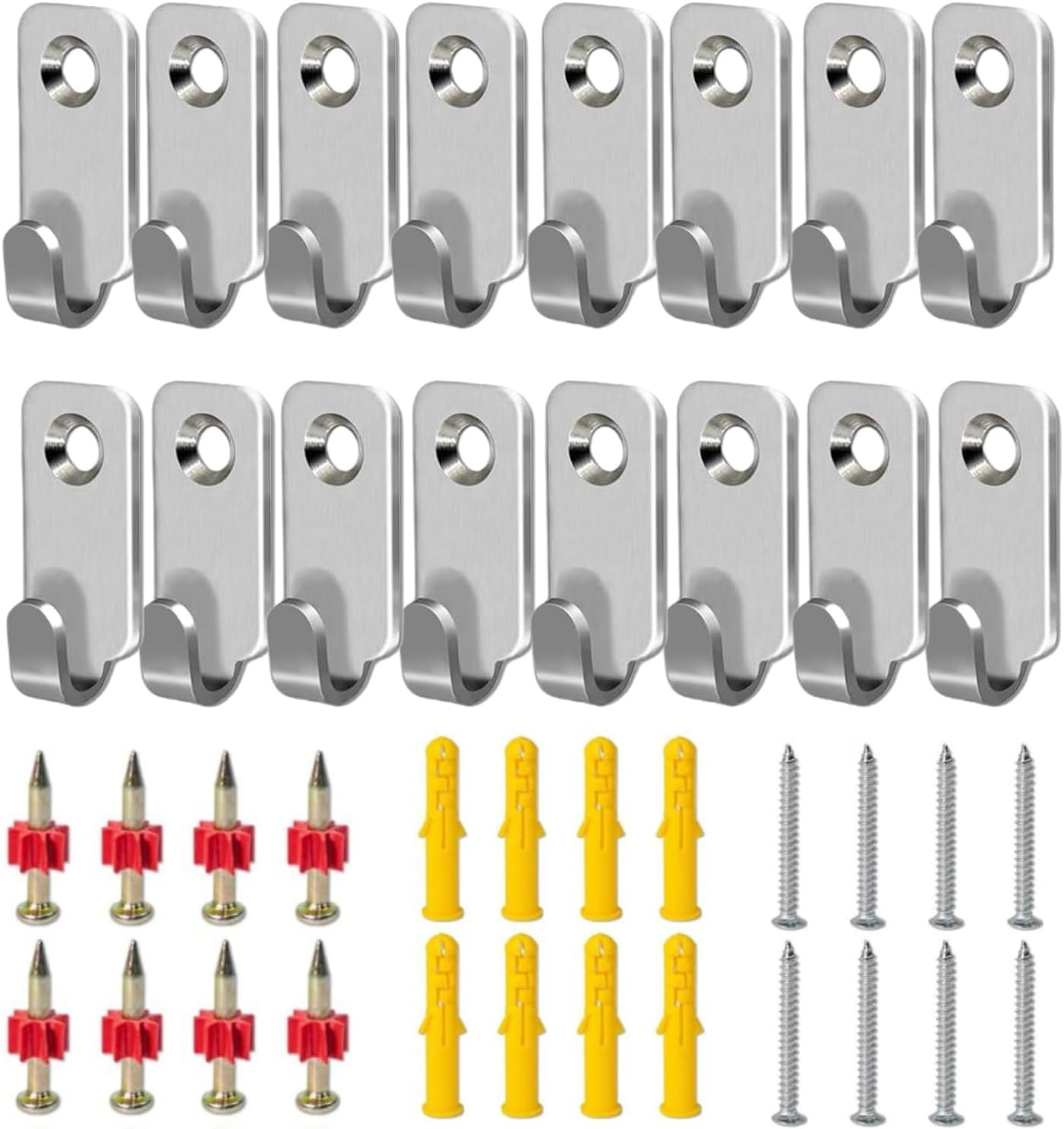 16 Pack Heavy Duty Picture Hangers Mirror Hooks - 304 Stainless Steel Wall Mounted Mini J Wall Hooks for Picture Frame Mirror Hanging Hardware for Hanging Mirror Hanging Hardware Band Screw image number 2
