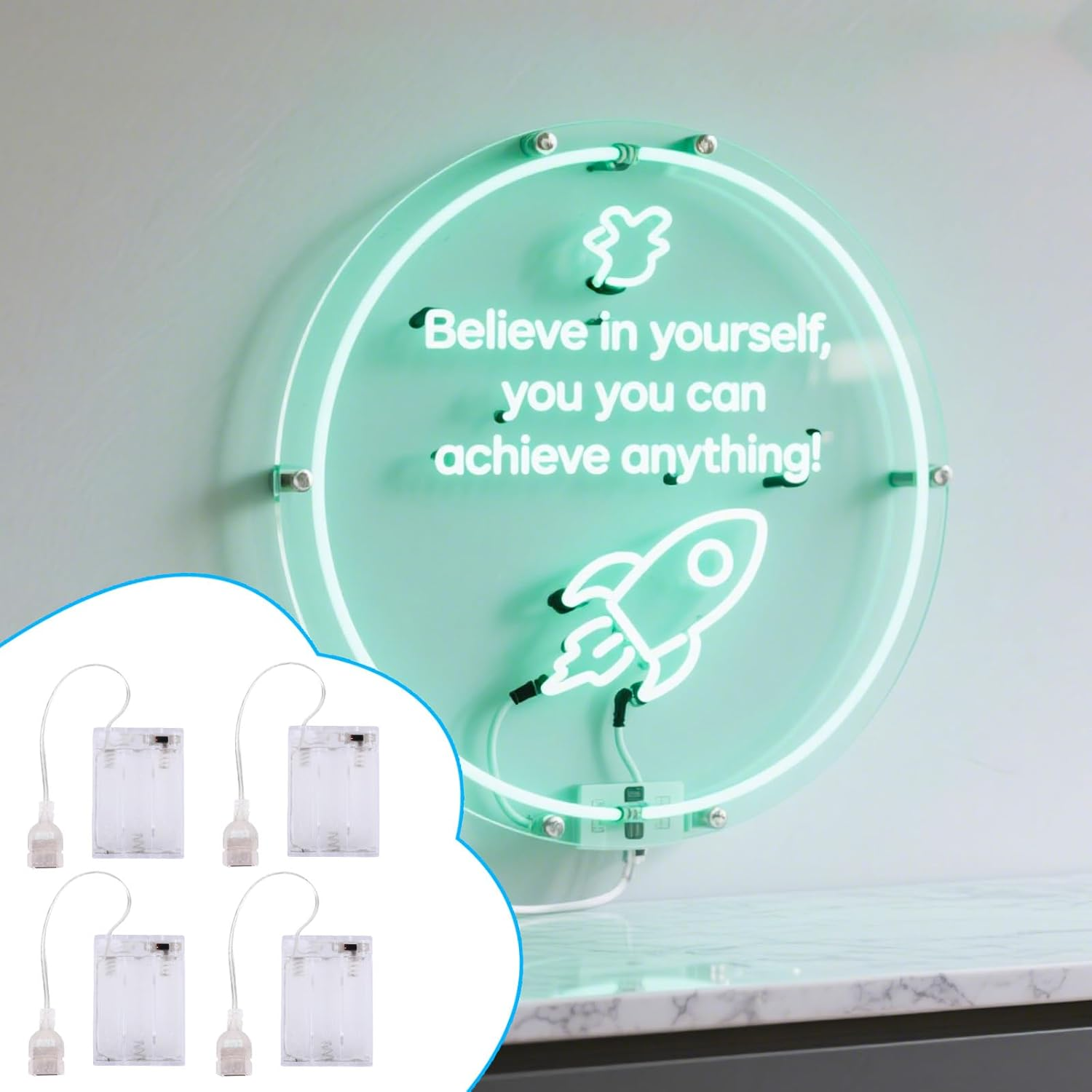BTFO 4Pcs Battery Pack for 5V LED Neon Signs, Transparent USB Neon Light Battery Box Converts USB Lights to Battery-Operated image number 6