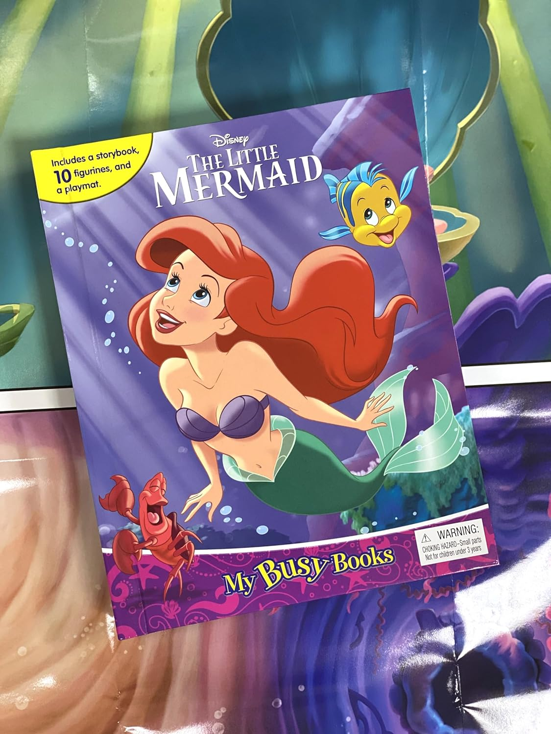 Disney the Little Mermaid My Busy Books - Storybook, 10 Figurines, Playmat image number 5