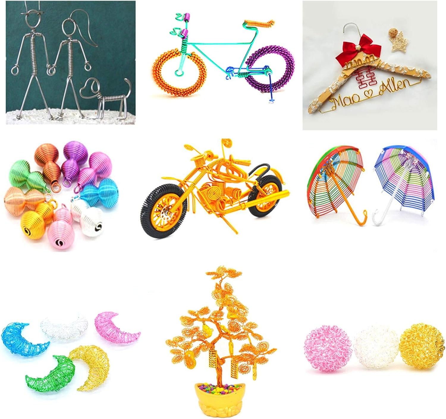 Cinvo 3 Rolls Craft Wire Jewelry Beading Wire Flexible Aluminum Wire Tarnish Resistant for DIY Jewelry Craft Making (12 Gauge/2Mm Thick, Silver, Gold and Rose Gold)