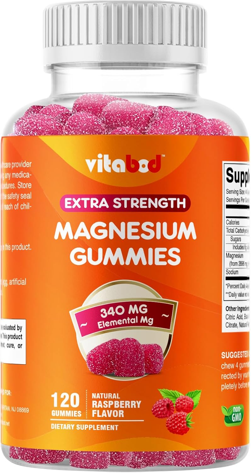 Extra Strength Magnesium Gummies, Supports Nerve Health, Bone Health, Muscle Health - 120 Gummies - (340 Mg of Elemental Magnesium from 2896 Mg of Magnesium Citrate / 4 Gummies) image number 1