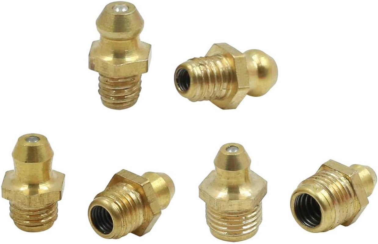 X AUTOHAUX Brass M6 M8 M10 Thread Straight Grease Nipple Fittings Kit for Car 5 Set image number 3