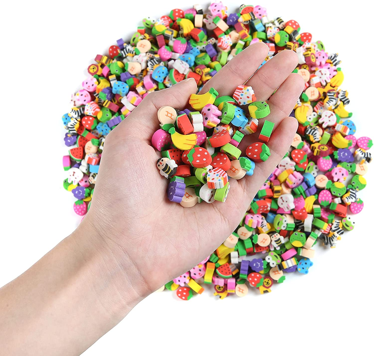 MGTECH 1000 Pieces Mini Animal Fruit Erasers for Kids Bulk, Small Cute Pencil Erasers Assortment for Home School Work Rewards, Party Favor and Gift Filling image number 6